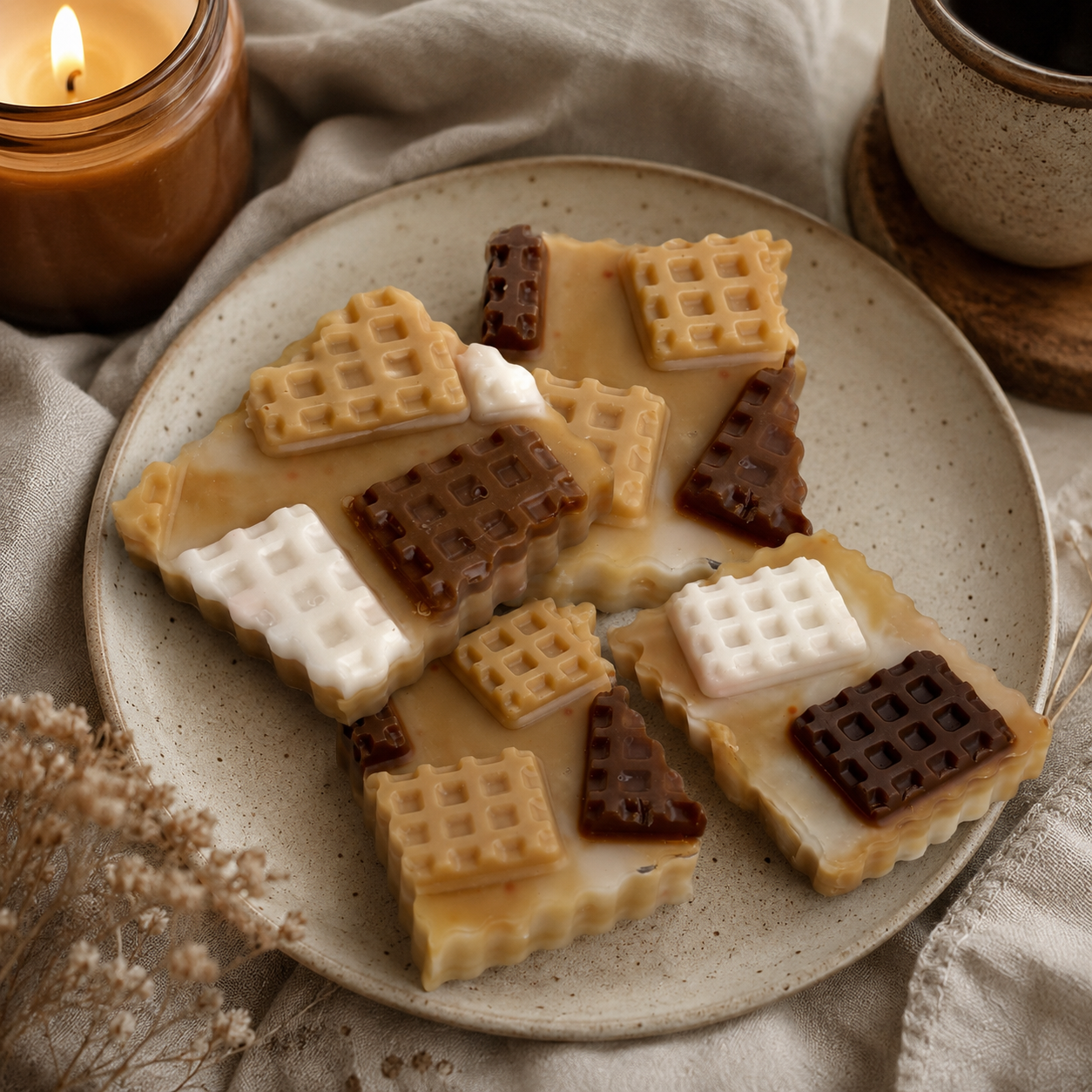 Waffle Soap Set of 3 | Handmade Dessert-Inspired Artisan Soap Gift Set