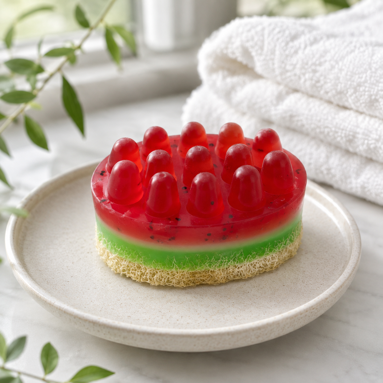 Watermelon Loofah Massage Soap | Exfoliating Handmade Bath Soap