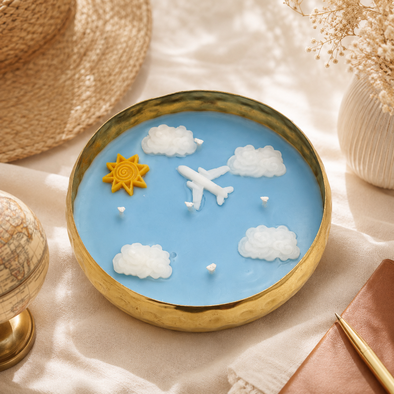Sky Adventure Airplane Urli Candle | Decorative Travel-Themed Candle