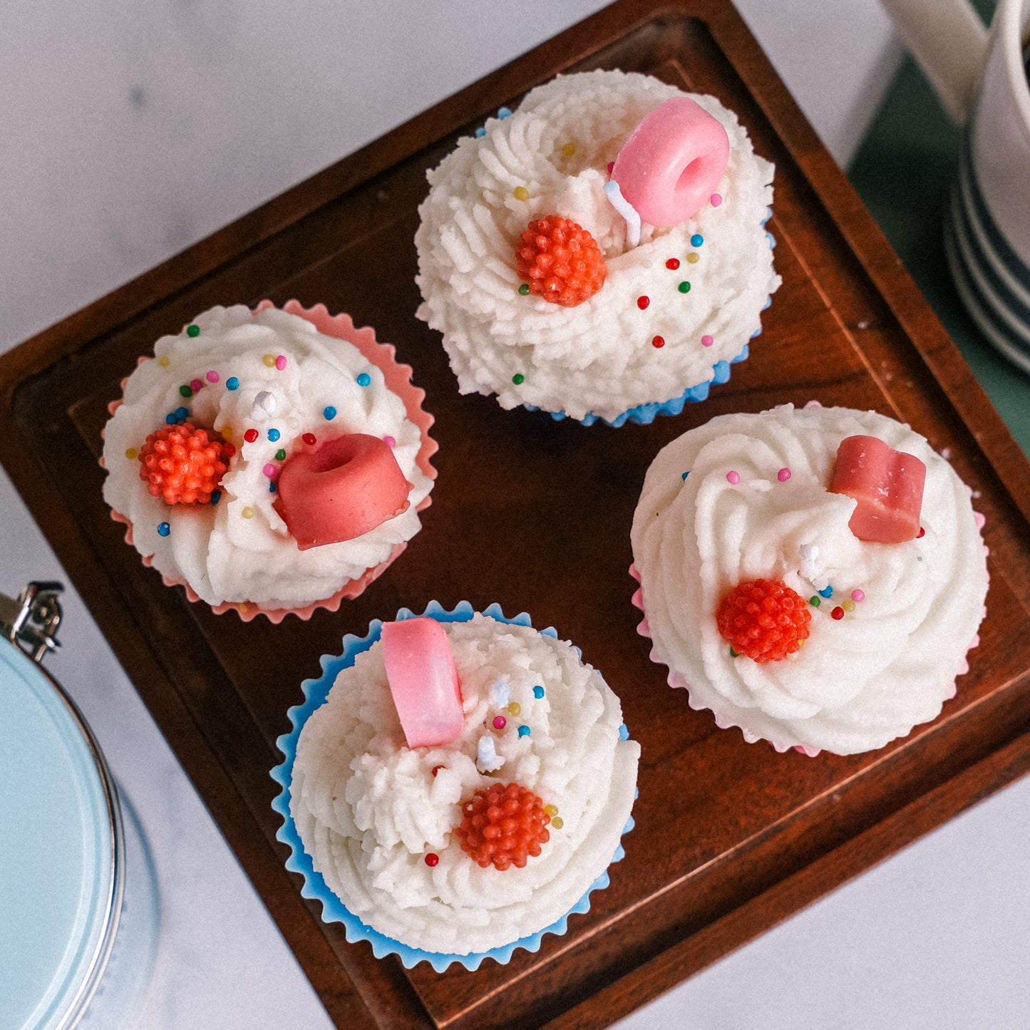 Pack of 4 Cup Cake Candle Vanilla and Strawberry Scent