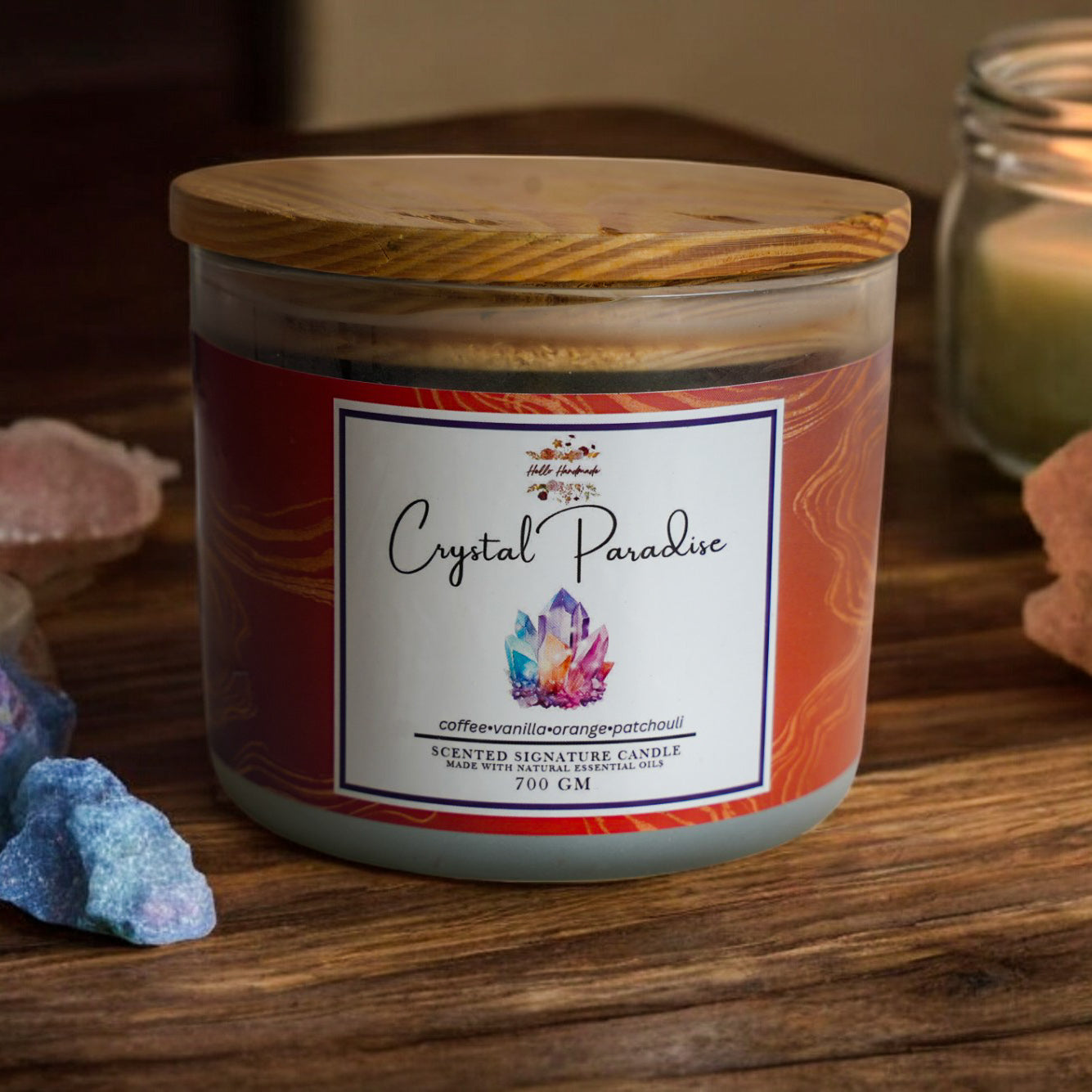 Premium 3 Wick Scented Jar Candle with Wooden Lid (700 GM)