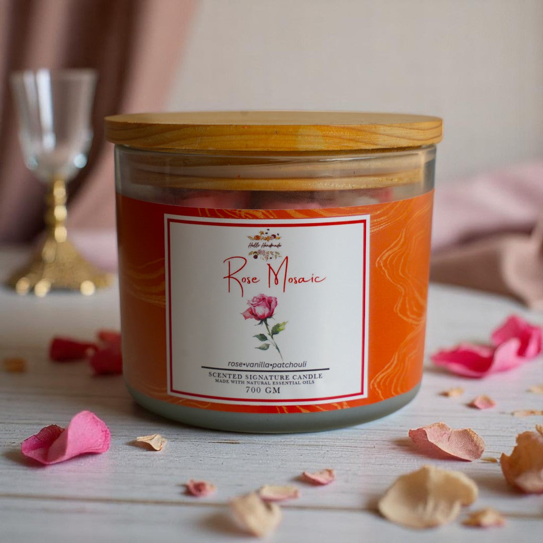 Premium 3 Wick Scented Jar Candle with Wooden Lid (700 GM)