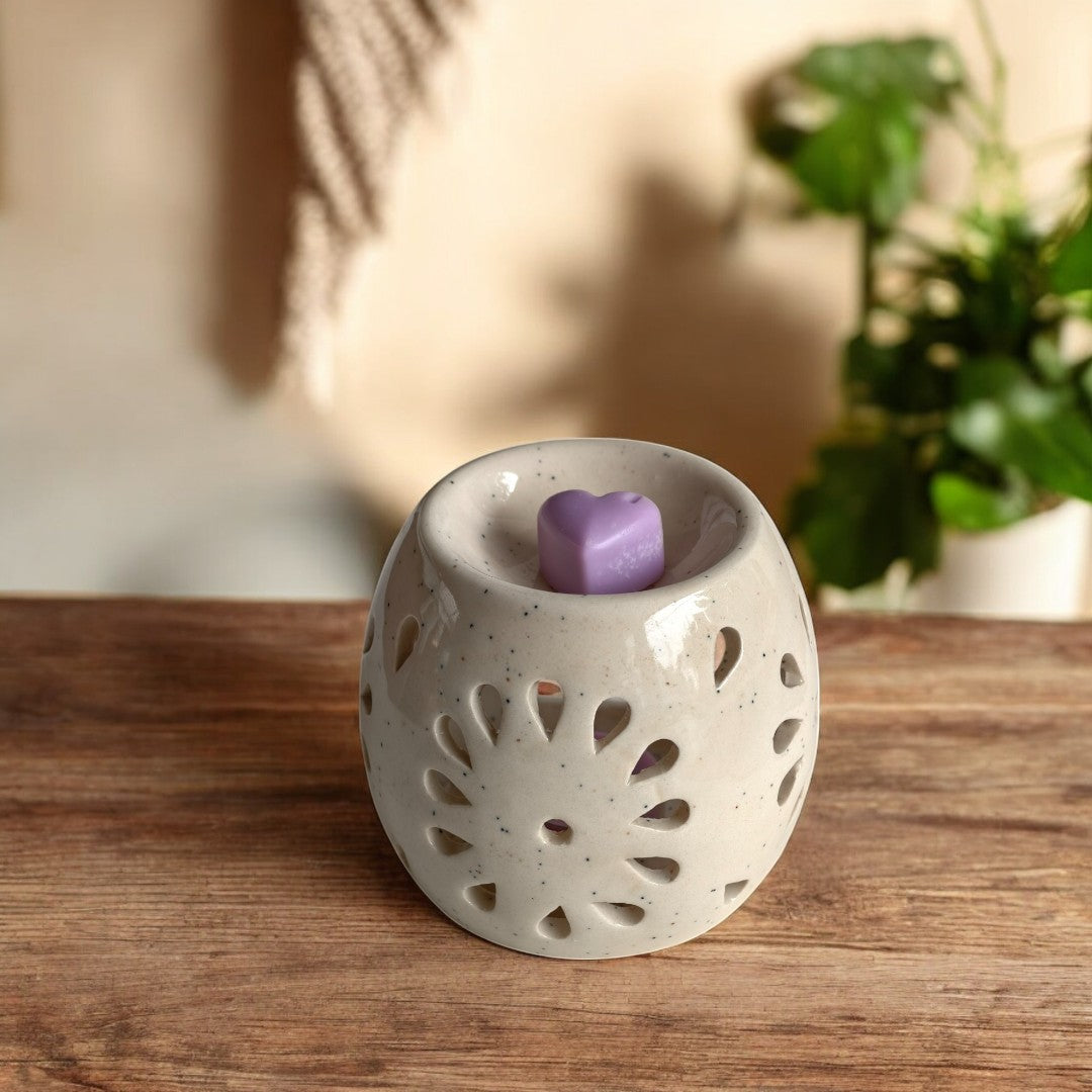 Hello Handmade Handcrafted Ceramic Round Shaped Aroma Diffuser with Wax Melts and 2 Tea Light Candles