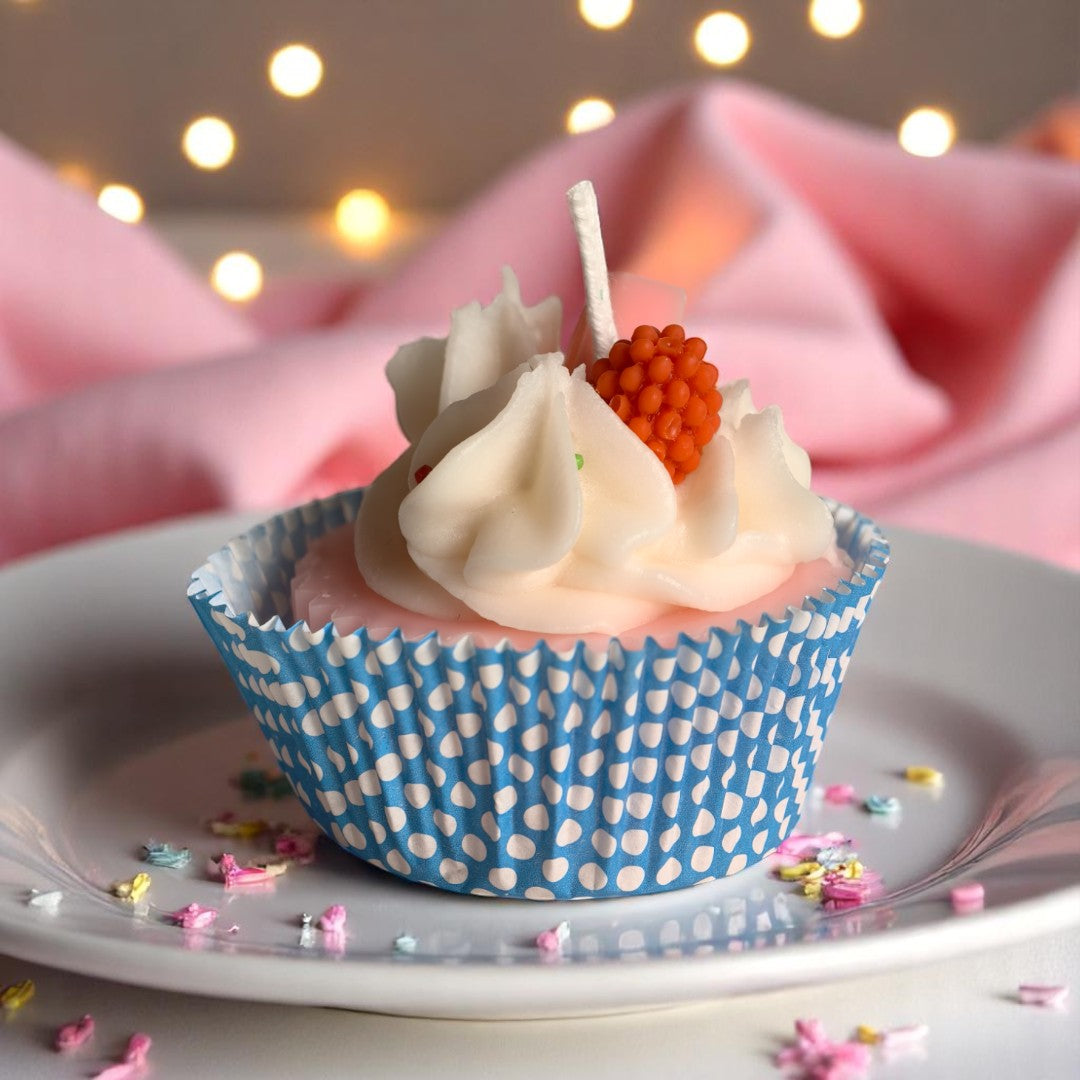 Pack of 4 Cup Cake Candle Vanilla and Strawberry Scent