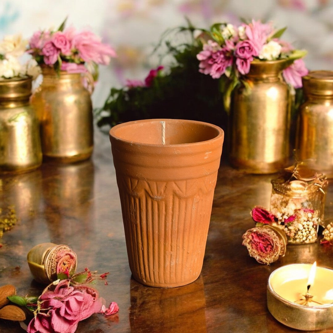 Thandai Terracotta Candle ( Rose Scented )