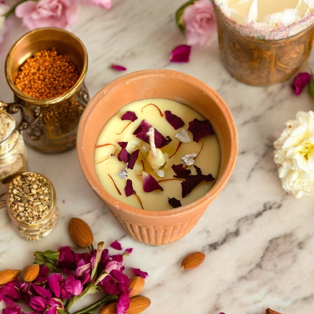 Thandai Terracotta Candle ( Rose Scented )