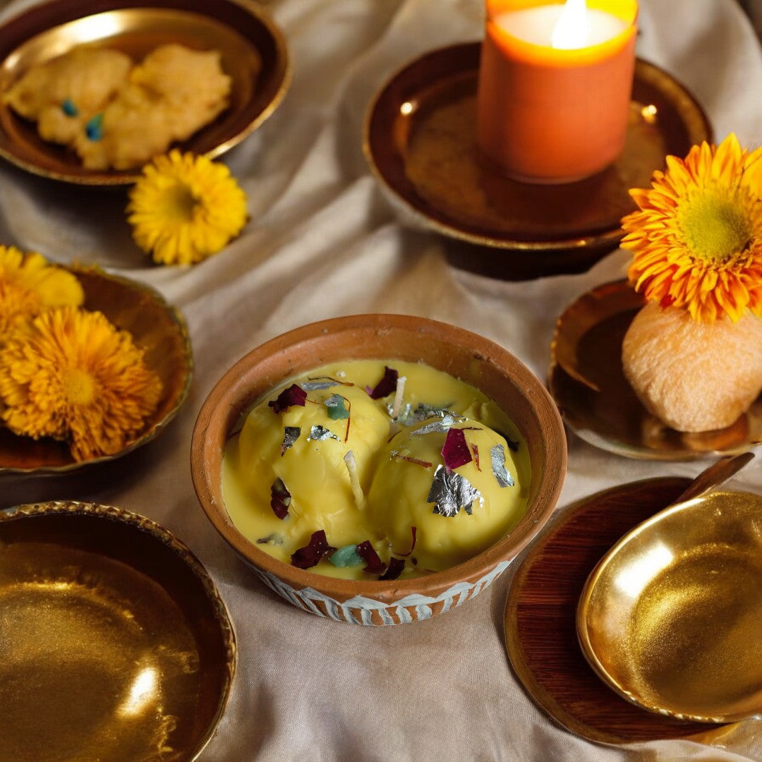 Rasmalai Terracotta Candle (Rose Scented)