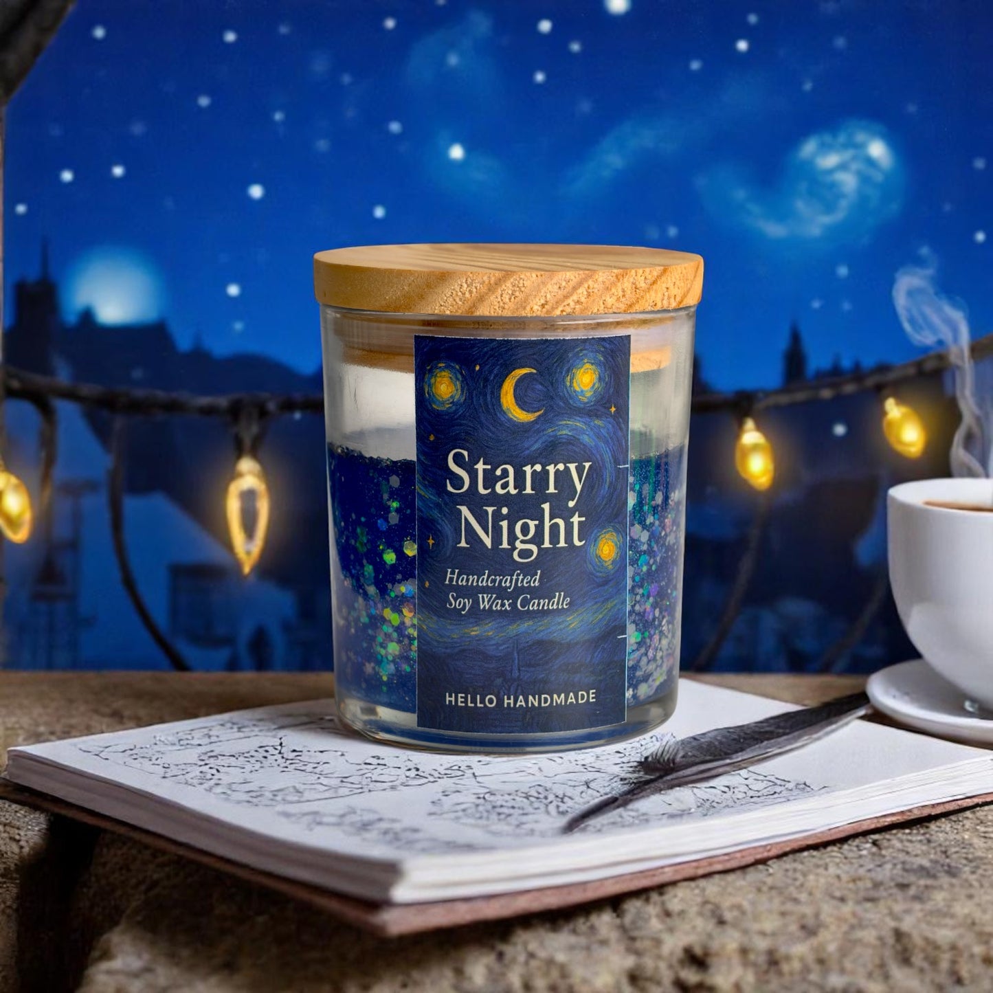 Glow in the Dark Starry Night Jar Candle(Made from Gel Wax)