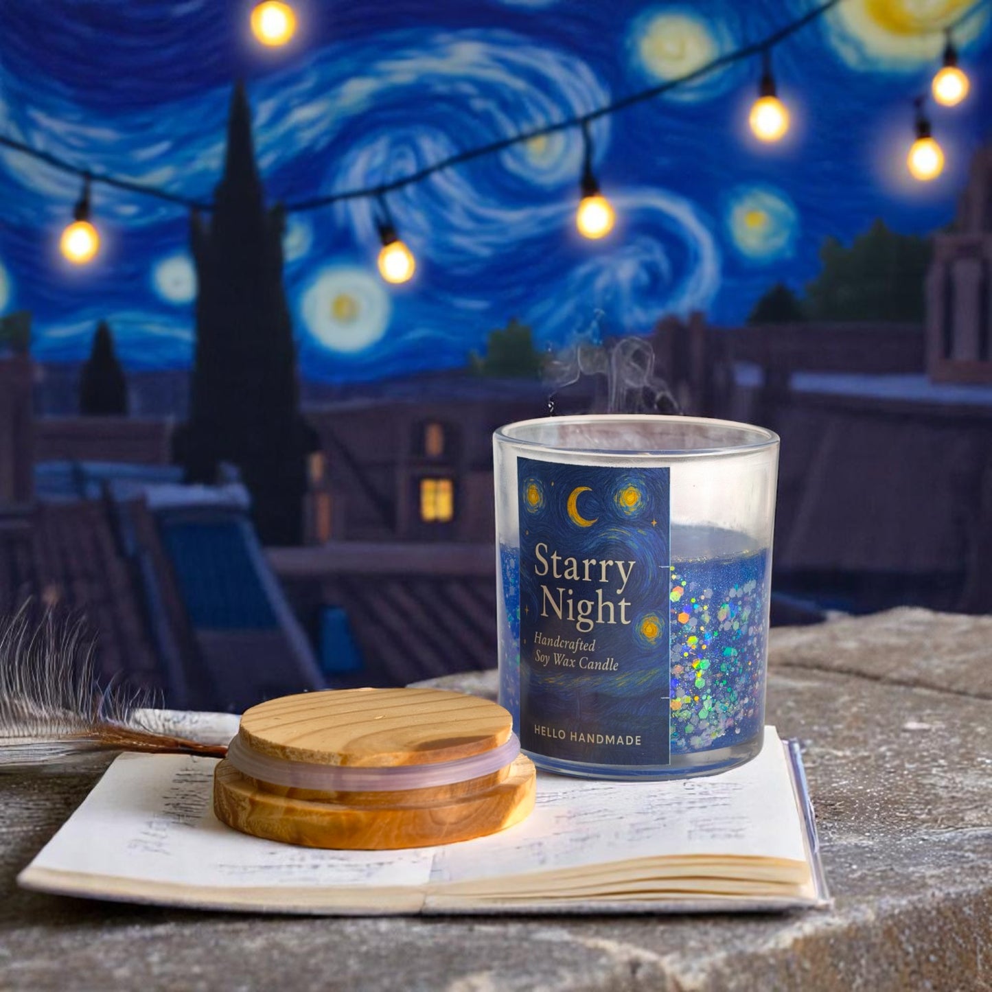 Glow in the Dark Starry Night Jar Candle(Made from Gel Wax)