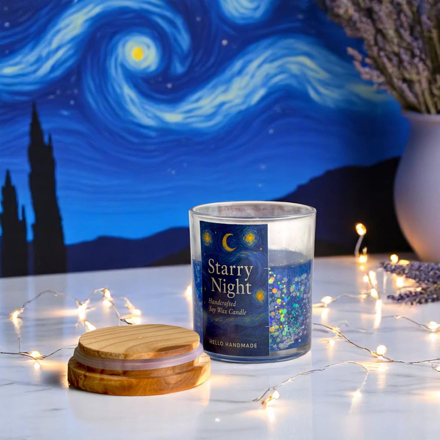 Glow in the Dark Starry Night Jar Candle(Made from Gel Wax)