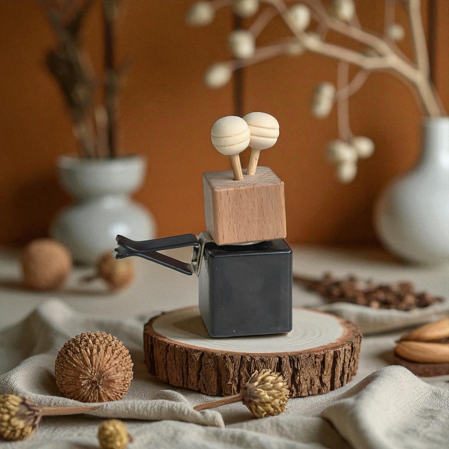 Natural Alcohol Free Wooden Clip-On Car Diffuser 12 ML Lasts Upto 90 D ...