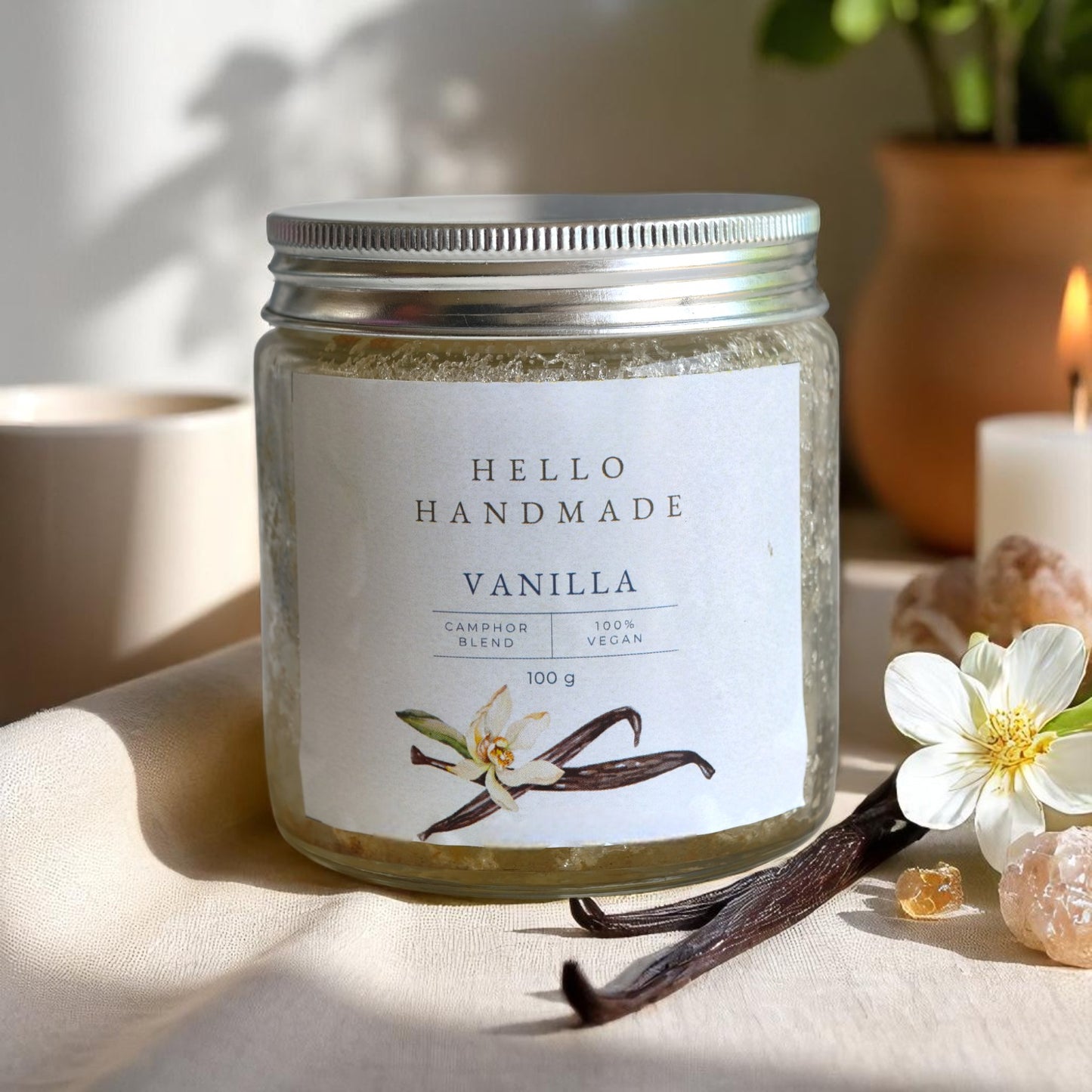 Hello Handmade Bhimseni Camphor Blend for Diffusers – Natural Air Freshener | 100g Vegan & Non-Toxic