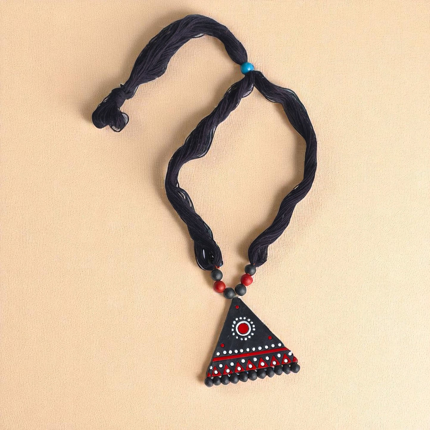 Tribal Triangle Terracotta Necklace and Earring set