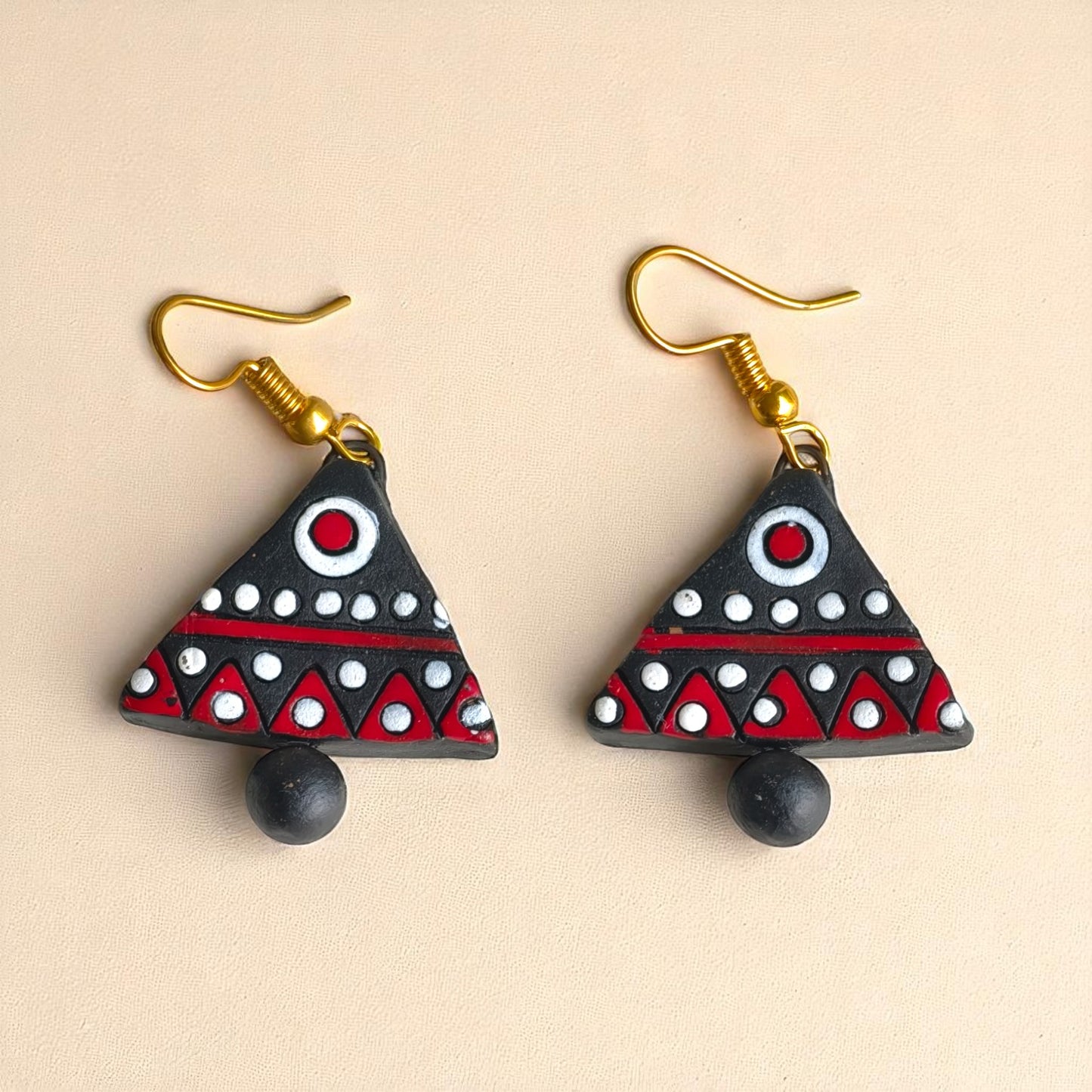 Tribal Triangle Terracotta Necklace and Earring set