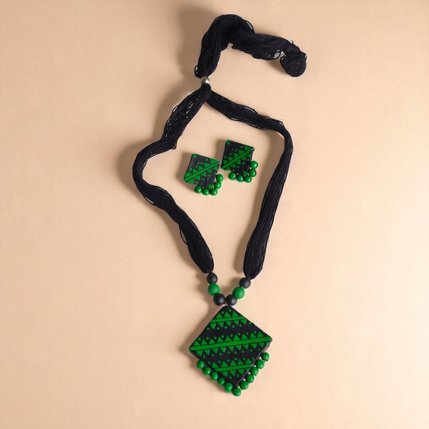 Mitti Patterns Terracotta Necklace and Earring set