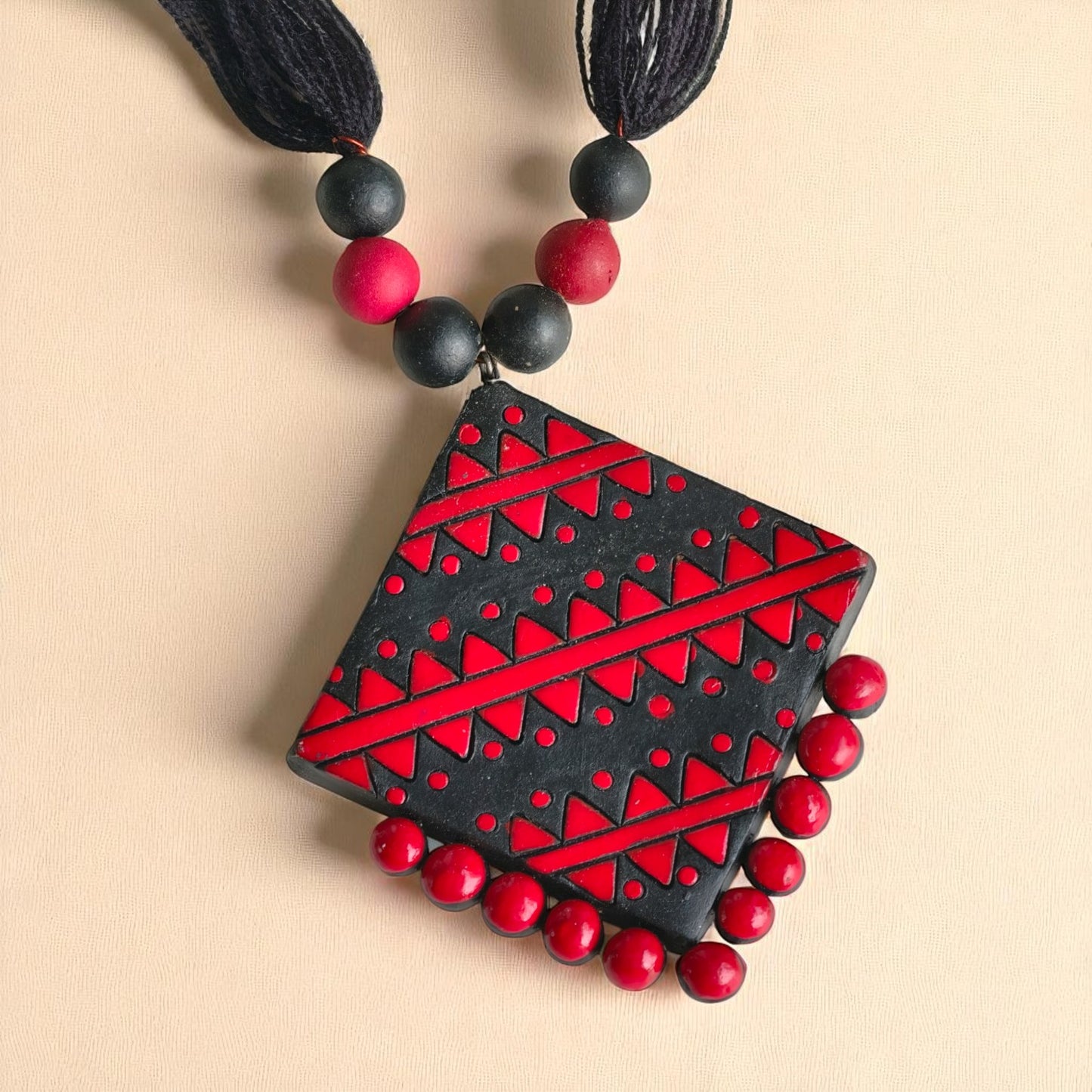 Mitti Patterns Terracotta Necklace and Earring set