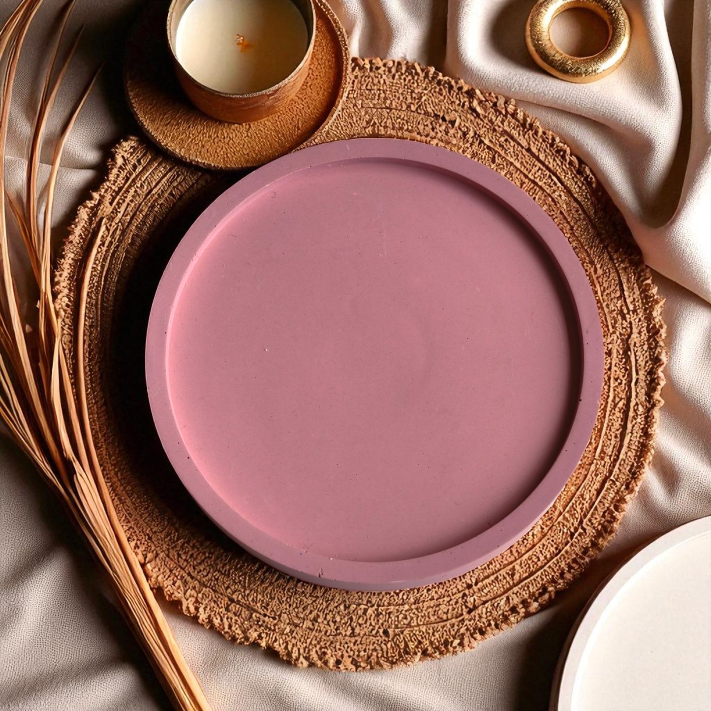 Jesmonite Trinket Tray Set – Blush Pink & White (Set of 2)