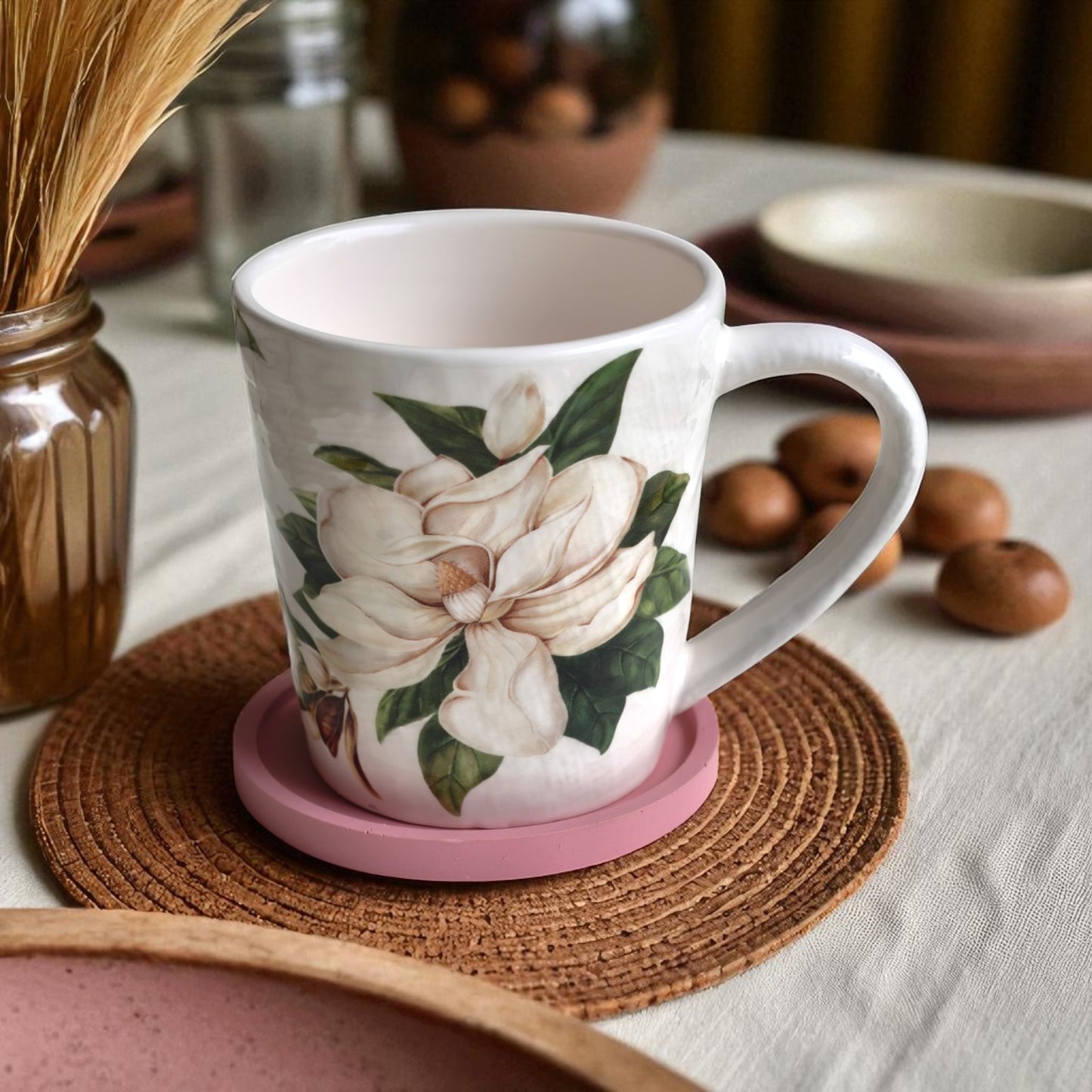 Jesmonite Trinket Tray Set – Blush Pink & White (Set of 2)