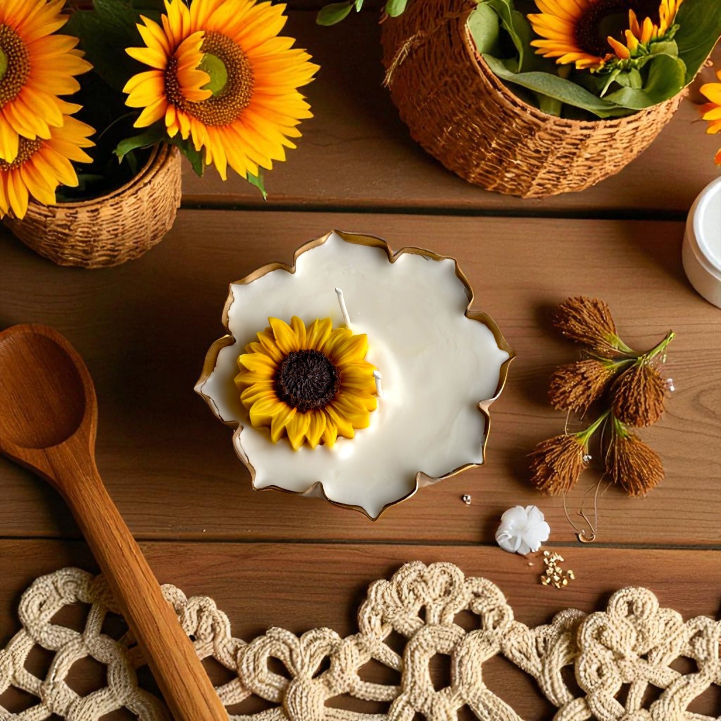Sunflower Serenade Urli Candle (Vanilla Jasmine Scent)