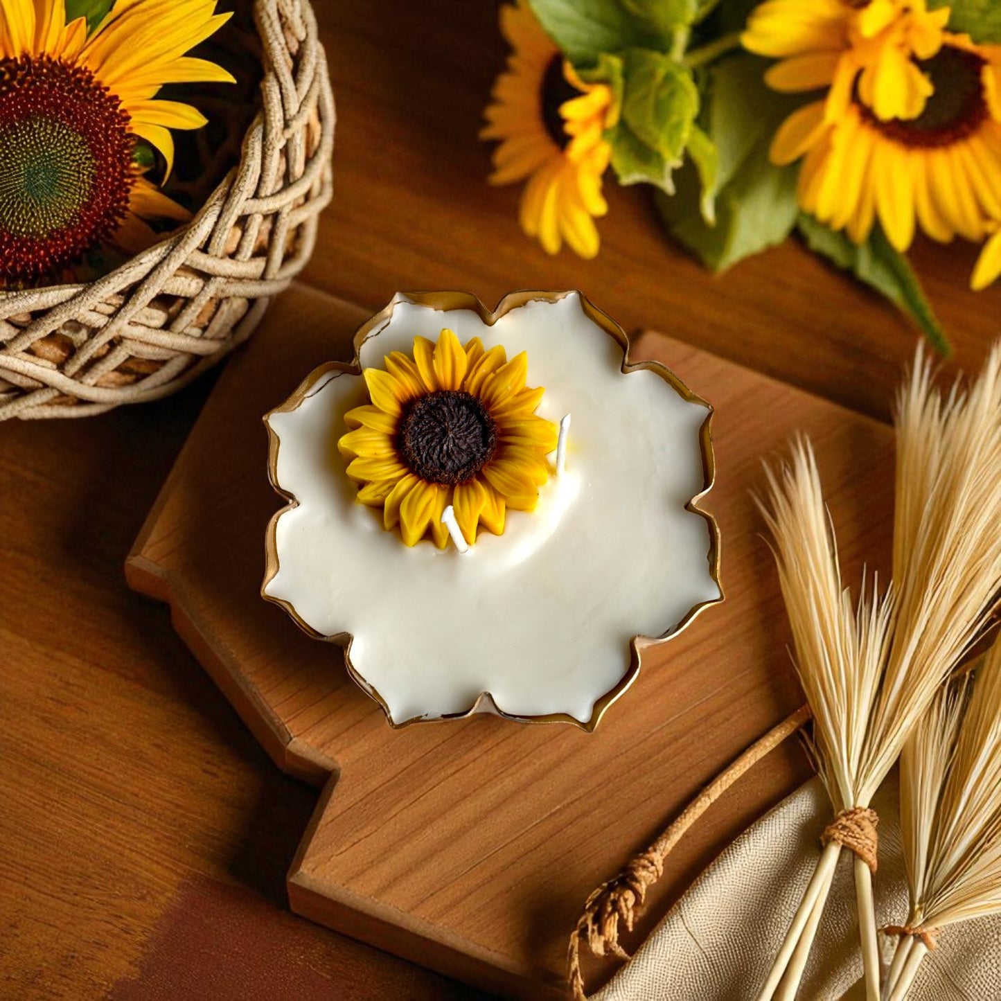 Sunflower Serenade Urli Candle (Vanilla Jasmine Scent)