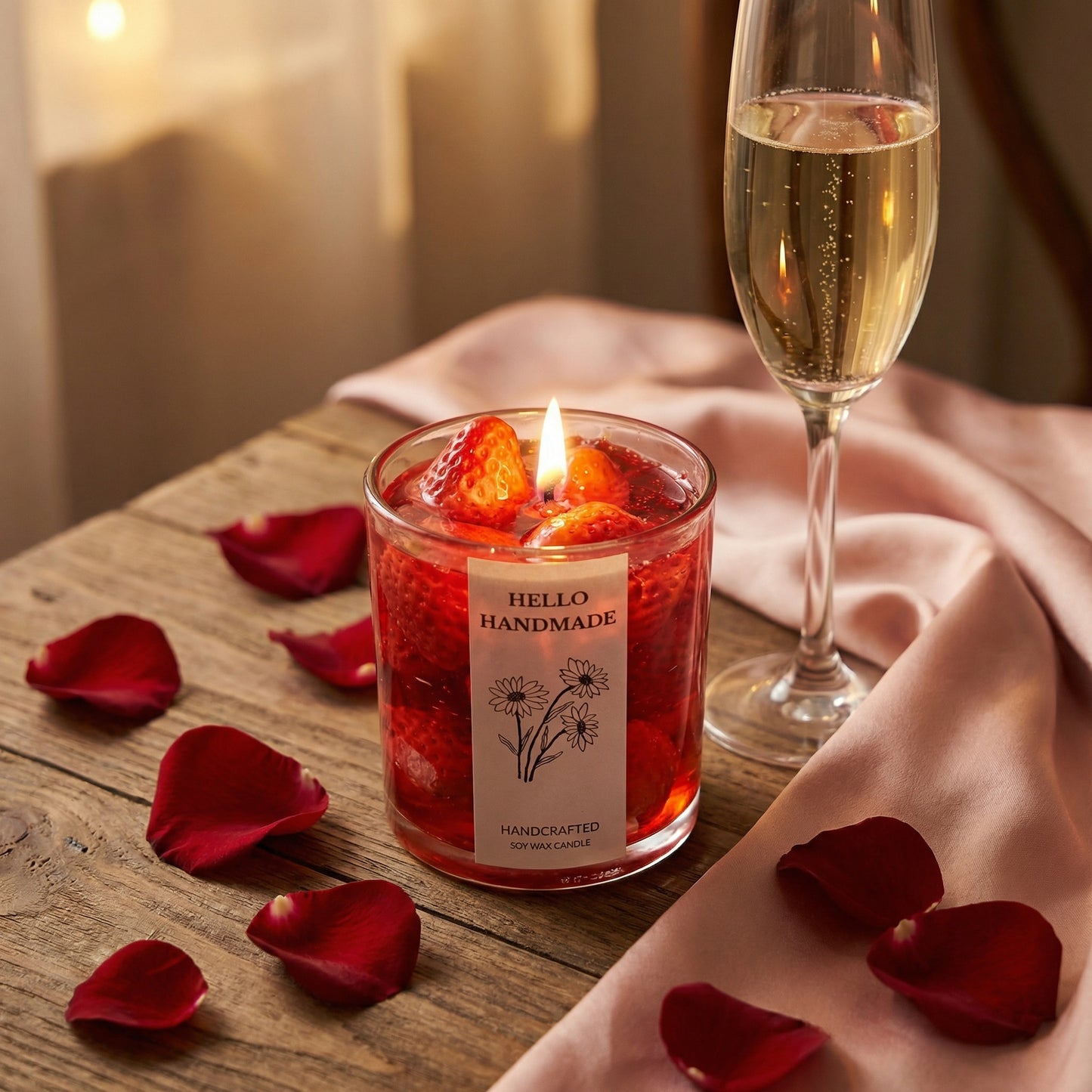 Strawberry Gel Candle – Handmade Dessert Candle with Realistic Fruit Design | Sweet Strawberry Fragrance | Aesthetic Home Décor & Gift