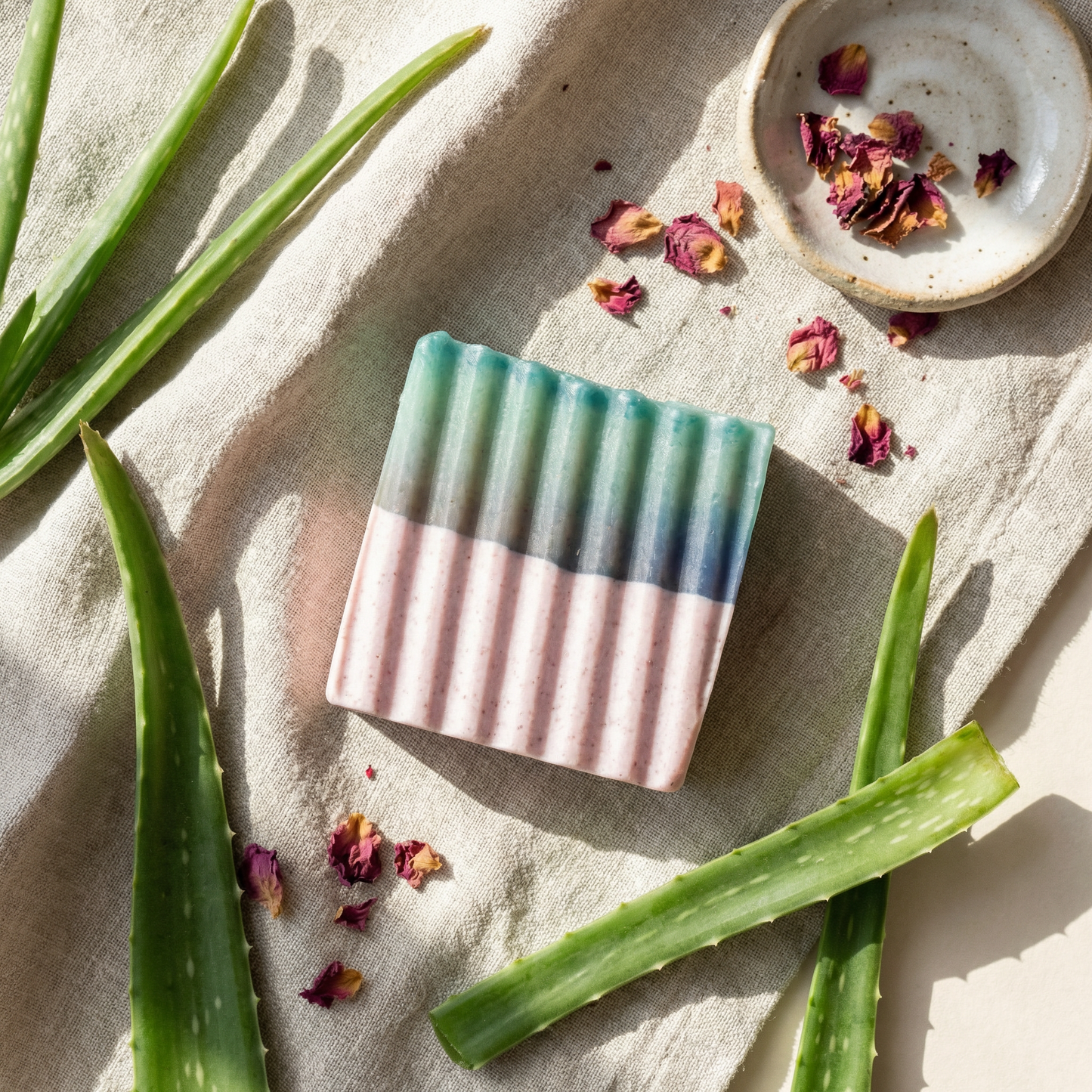 Rose Clay Aloe Vera Bar Soap Pack of 3 | Handmade Gentle Exfoliating Soap for Hydrated, Calm & Radiant Skin | Natural Skincare for All Skin Types