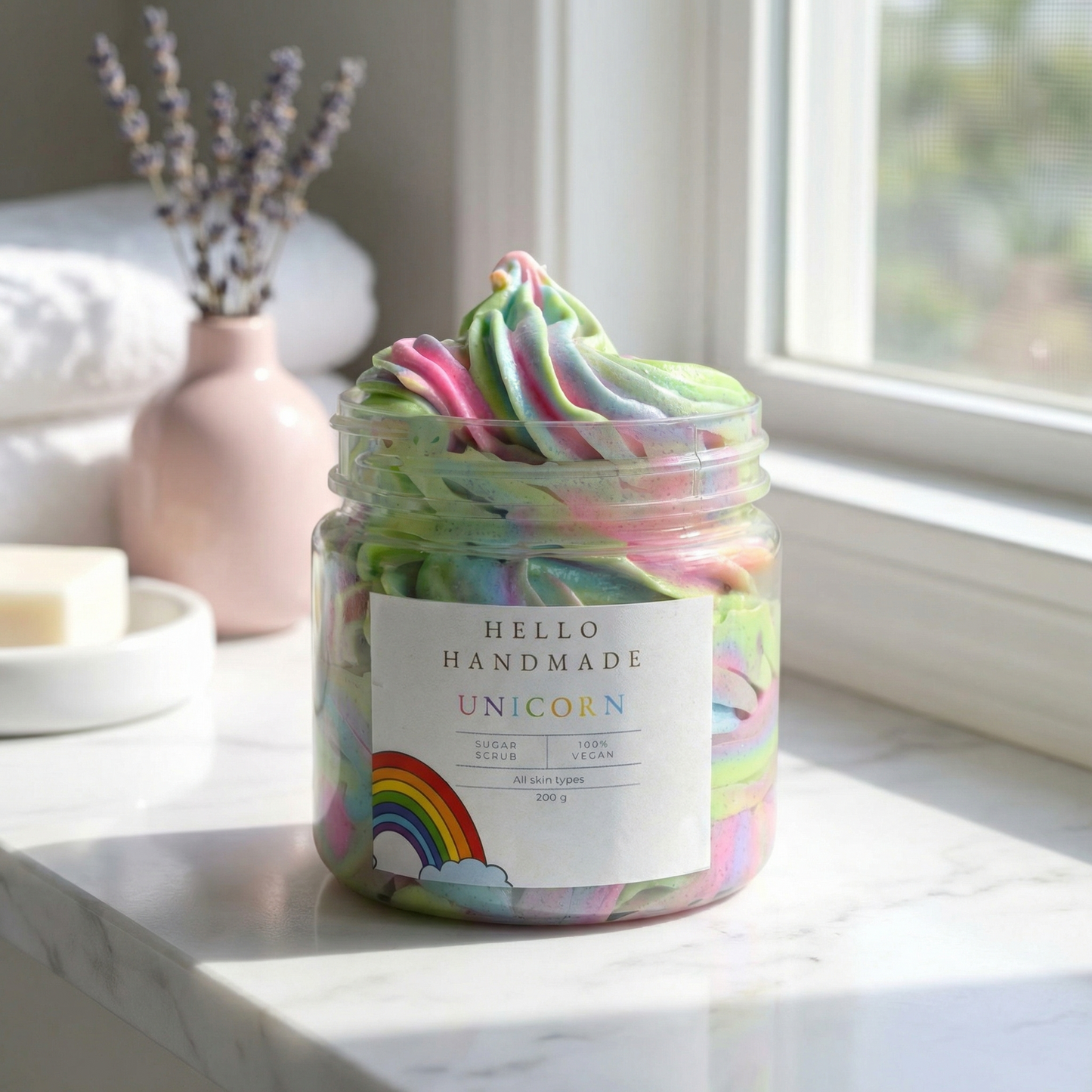 Unicorn Sugar Scrub | Handmade Exfoliating Body Scrub for Smooth, Glowing & Hydrated Skin