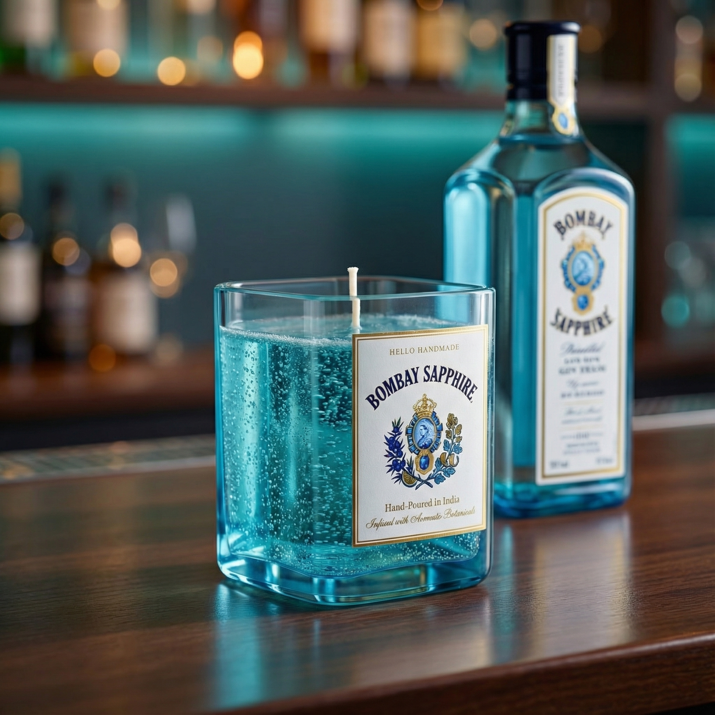 Bombay Sapphire Gin Candle – Handcrafted Luxury Candle | Bar Décor & Premium Gifting