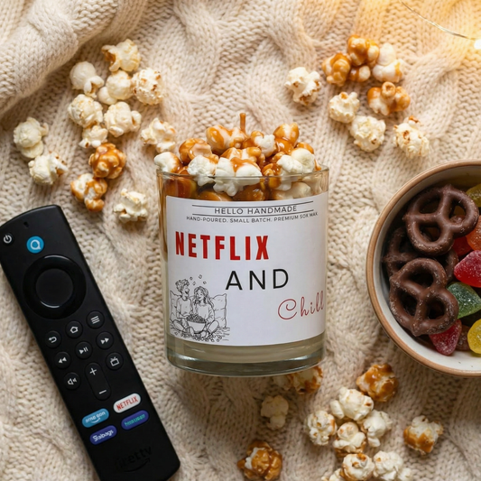 Netflix & Chill Candle (Caramel Popcorn Scent)