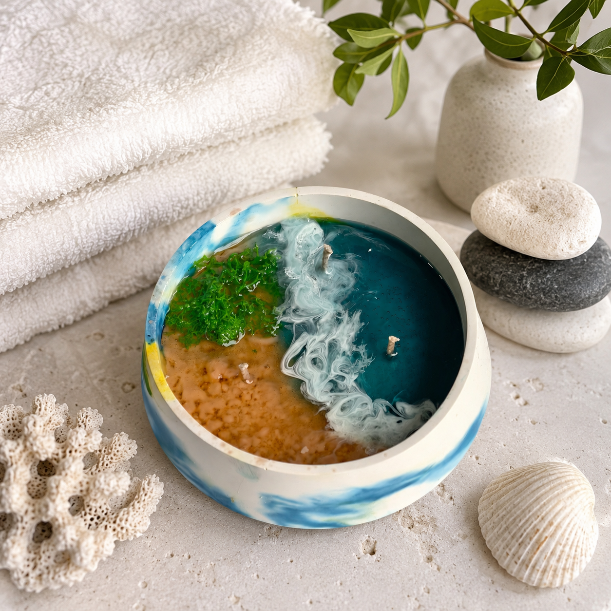Ocean Wave Handmade Candle | Coastal Beach Decor Soy Wax Candle