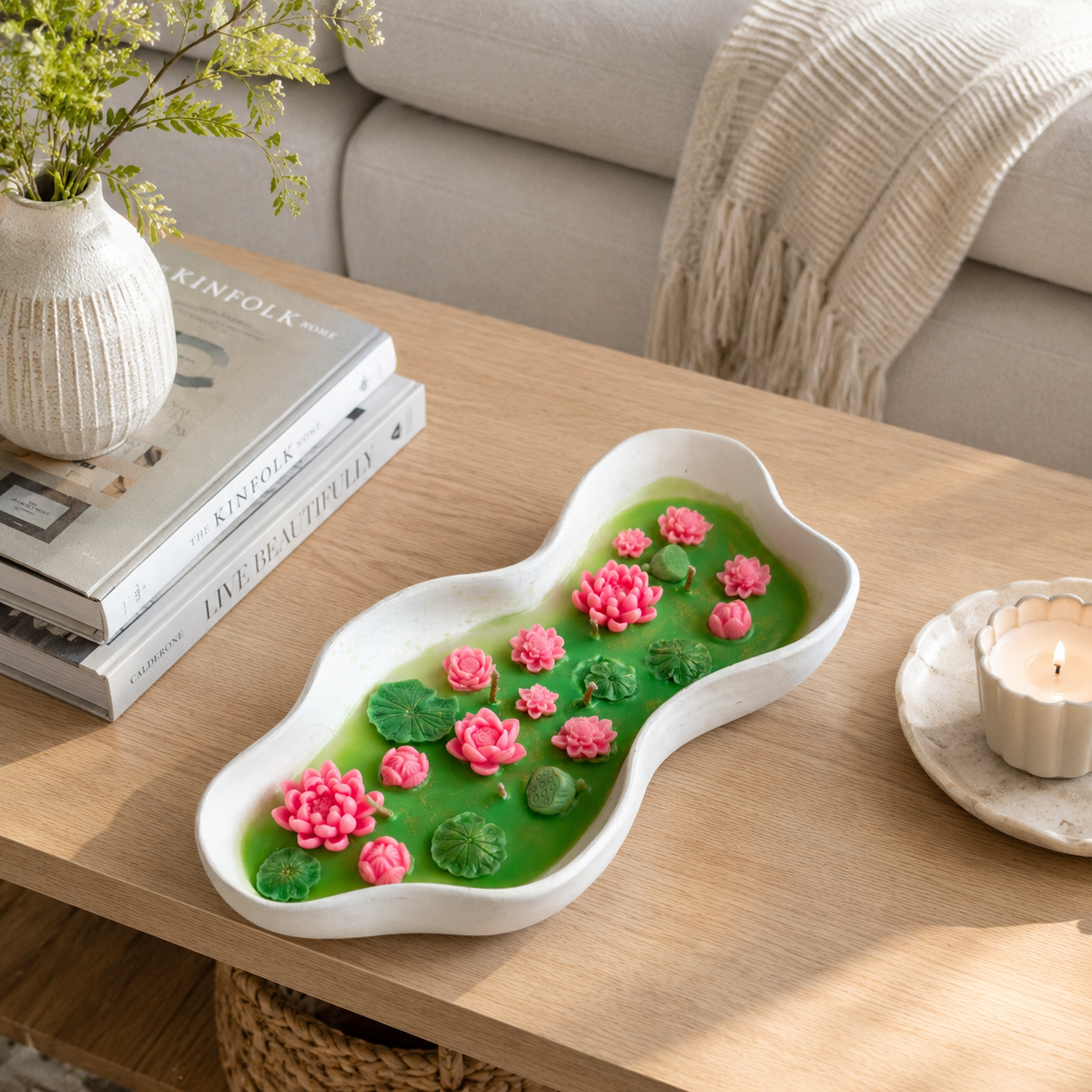 Lotus Pond Handmade Candle | Botanical Decorative Soy Wax Candle