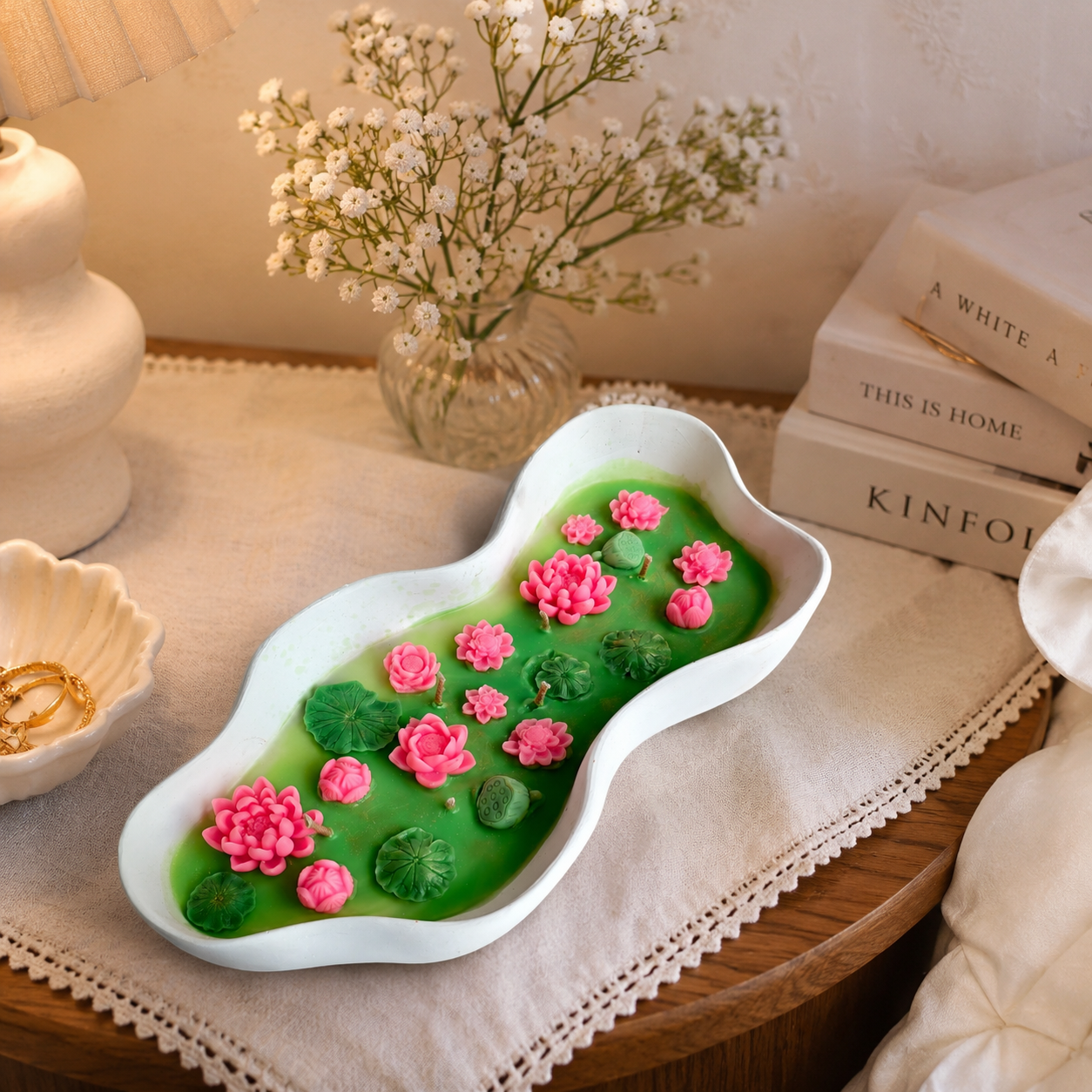 Lotus Pond Handmade Candle | Botanical Decorative Soy Wax Candle