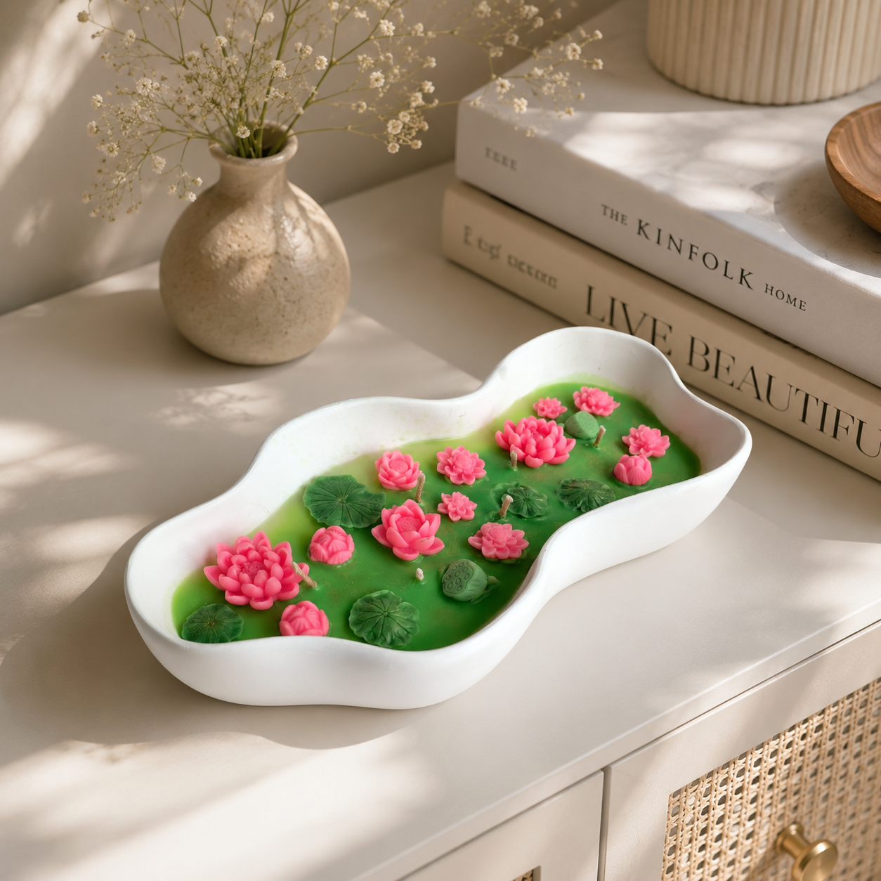 Lotus Pond Handmade Candle | Botanical Decorative Soy Wax Candle