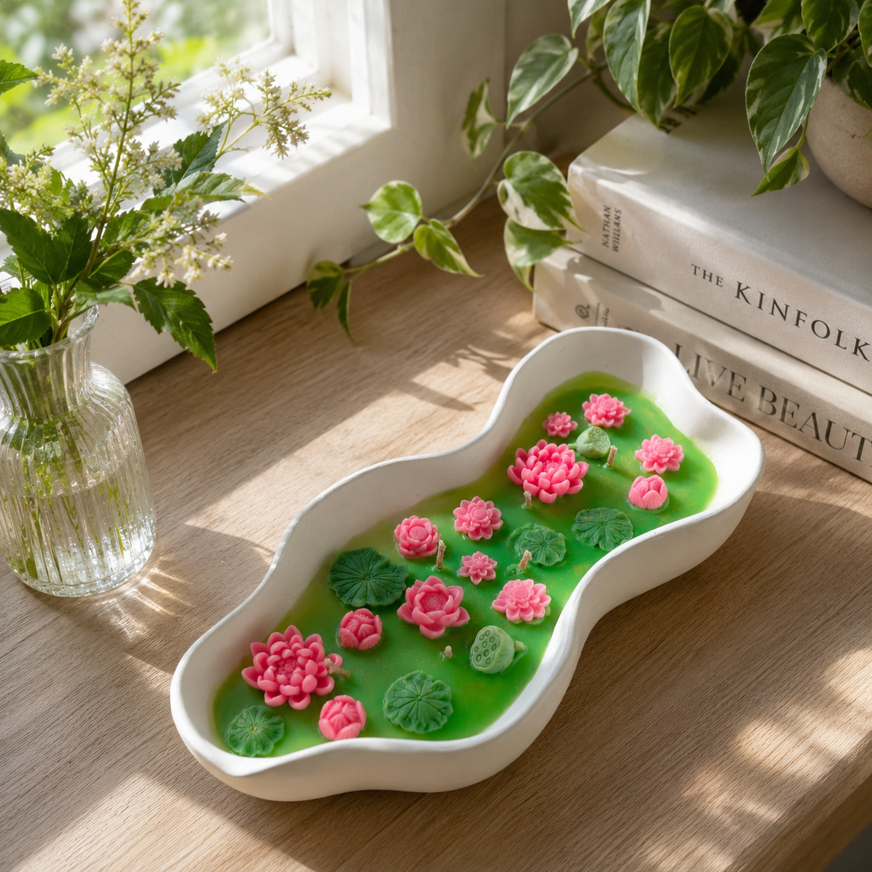 Lotus Pond Handmade Candle | Botanical Decorative Soy Wax Candle