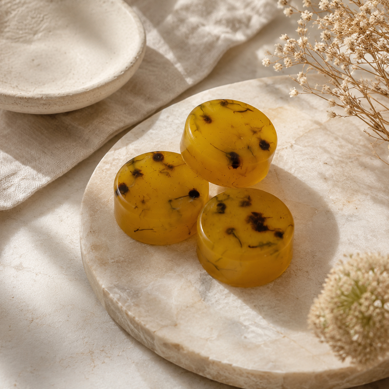 Chamomile Flower Soap Set of 3 | Handmade Floral Soap Gift Pack for Gentle Skin Care