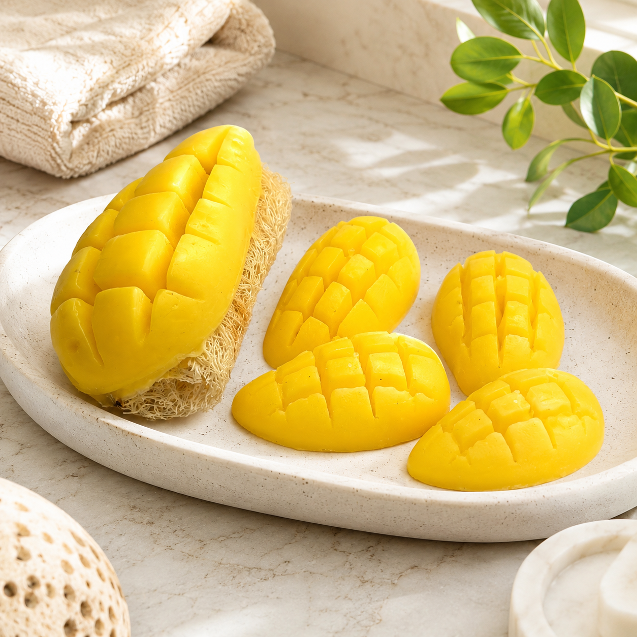 Mango Loofah Soap & Mango Bar Soap Set of 5 Combo | Handmade Exfoliating Bath Set