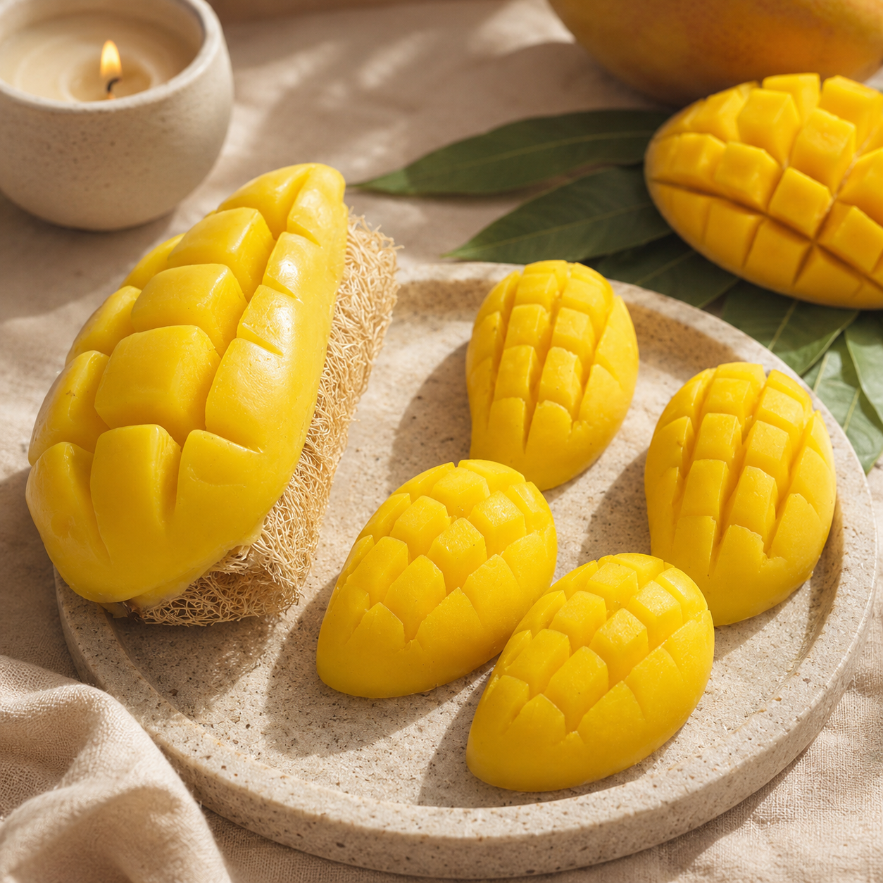 Mango Loofah Soap & Mango Bar Soap Set of 5 Combo | Handmade Exfoliating Bath Set