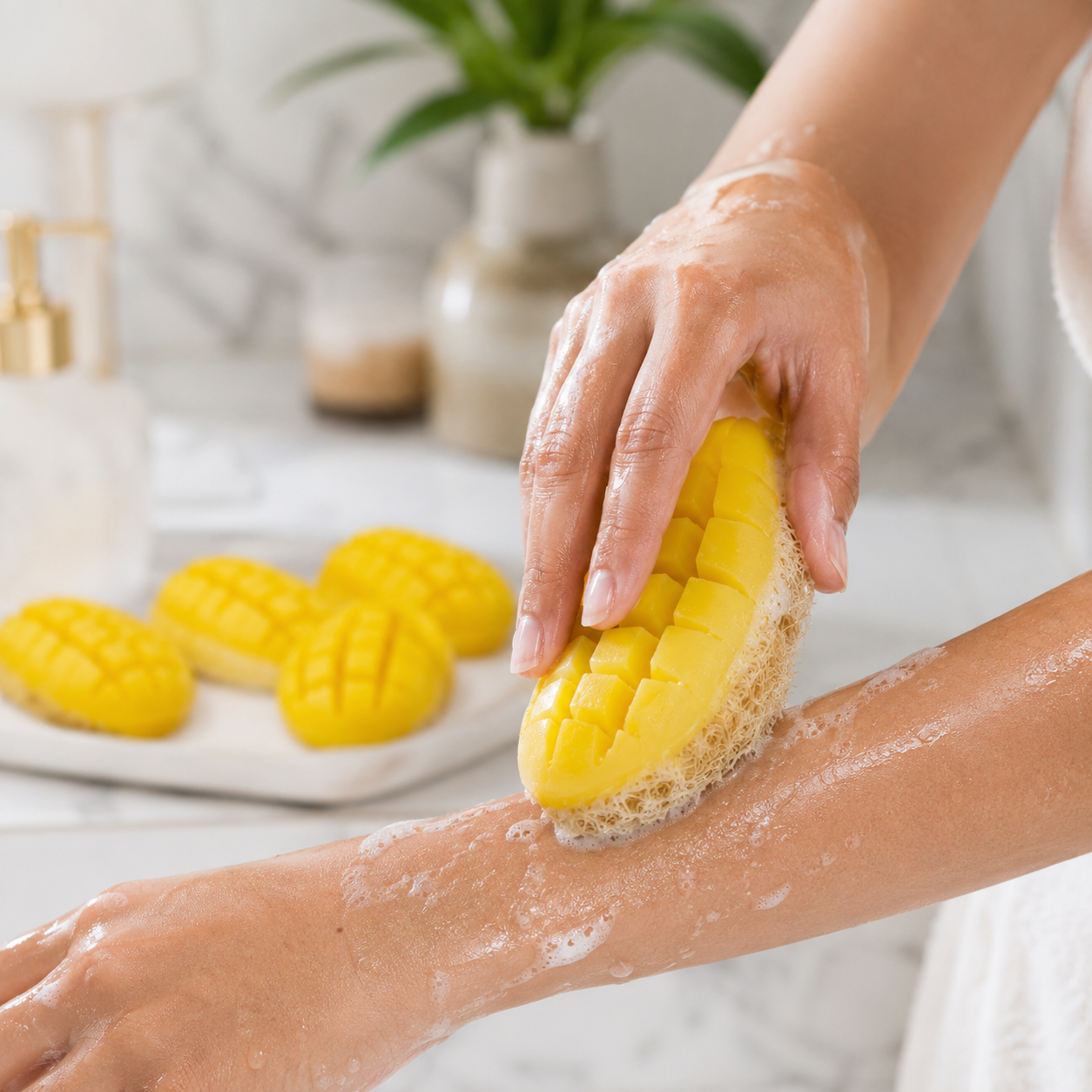 Mango Loofah Soap & Mango Bar Soap Set of 5 Combo | Handmade Exfoliating Bath Set