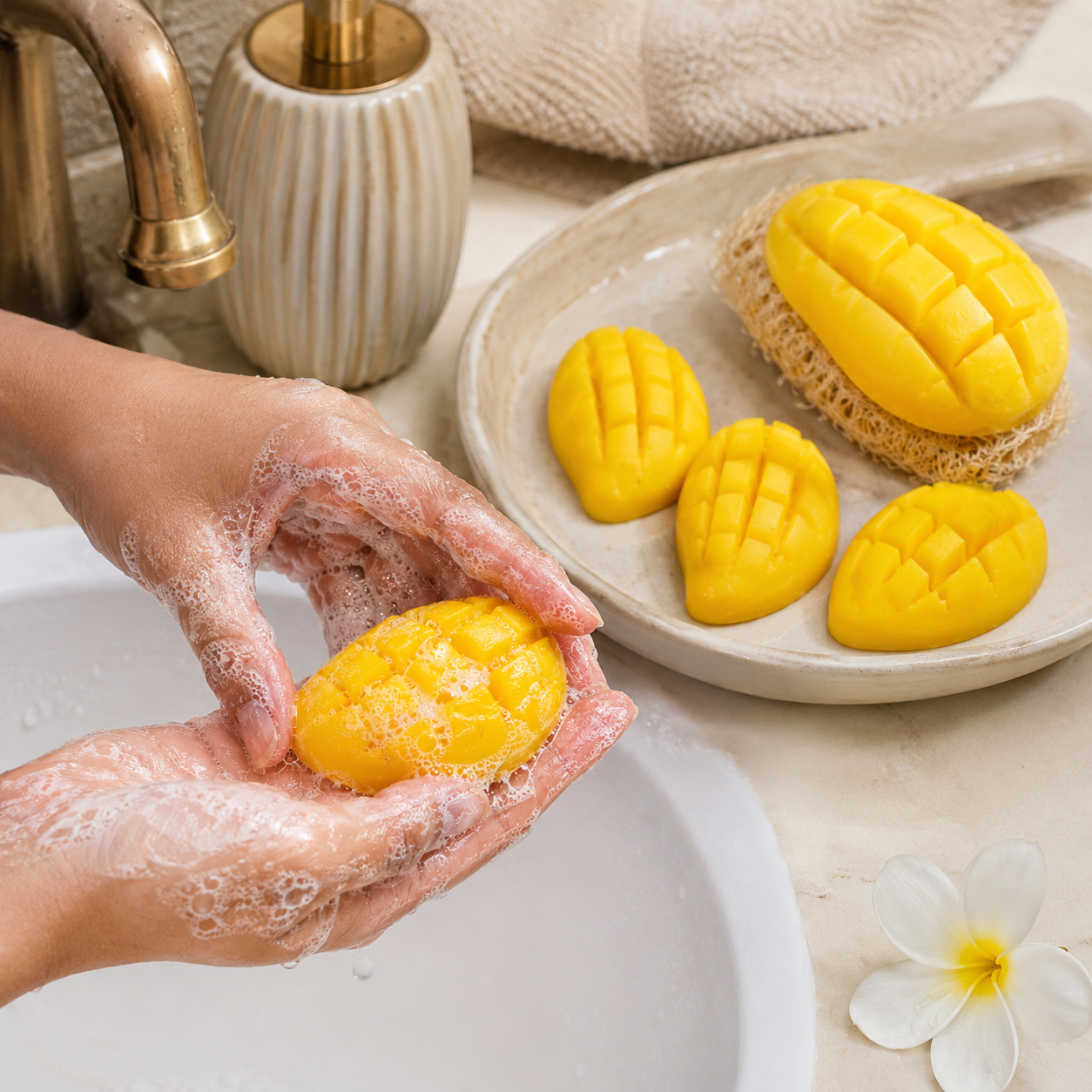 Mango Loofah Soap & Mango Bar Soap Set of 5 Combo | Handmade Exfoliating Bath Set