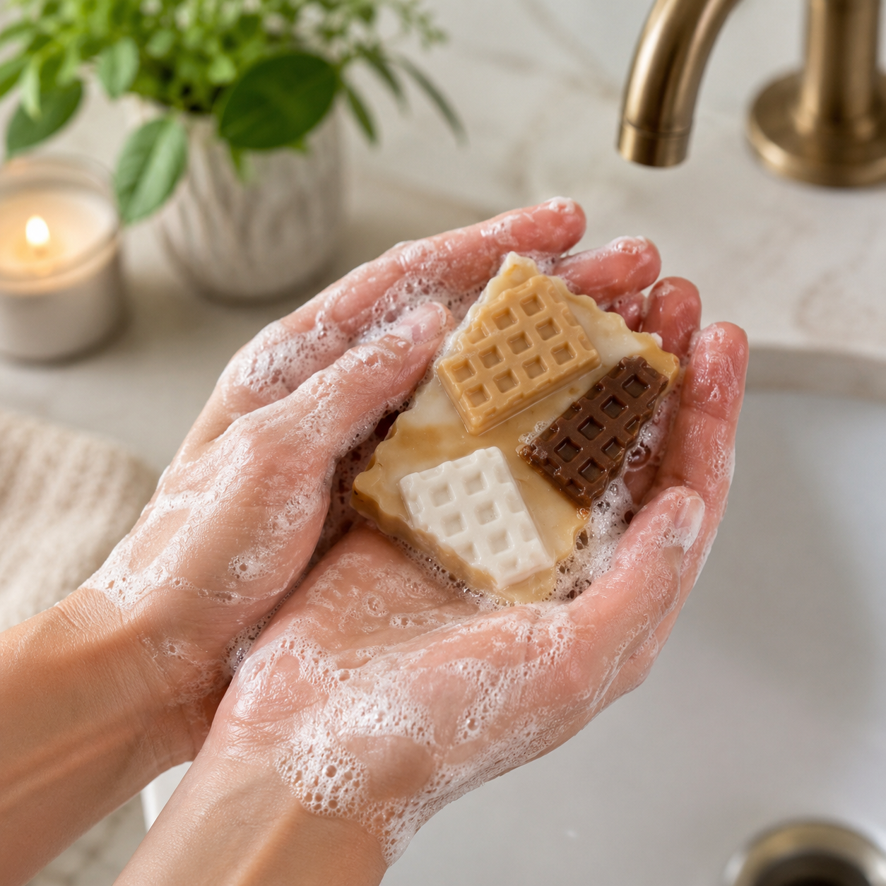 Waffle Soap Set of 3 | Handmade Dessert-Inspired Artisan Soap Gift Set