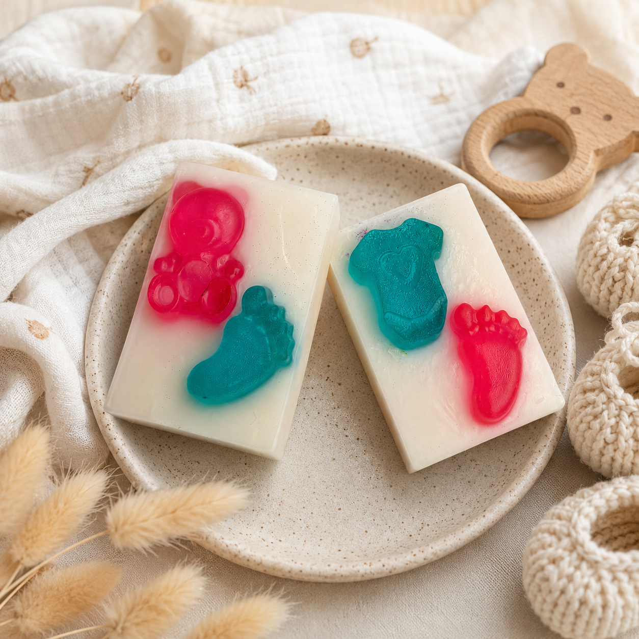 Baby Feet Soap Set of 2 | Handmade Baby-Themed Decorative Bath Soap