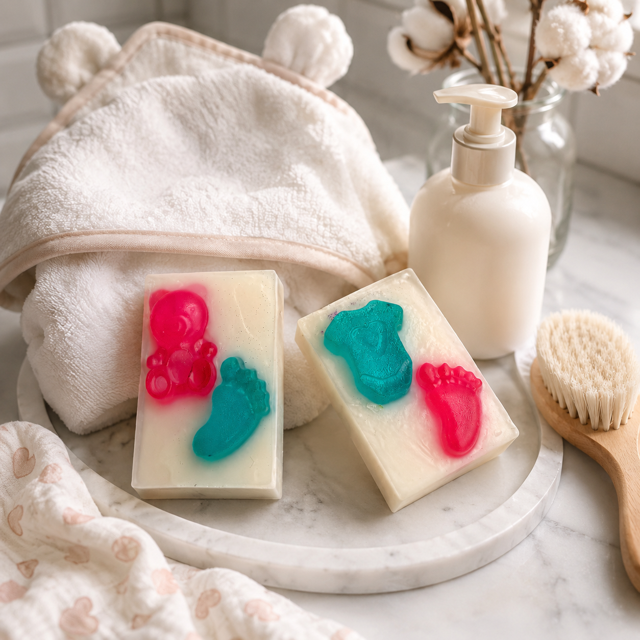 Baby Feet Soap Set of 2 | Handmade Baby-Themed Decorative Bath Soap