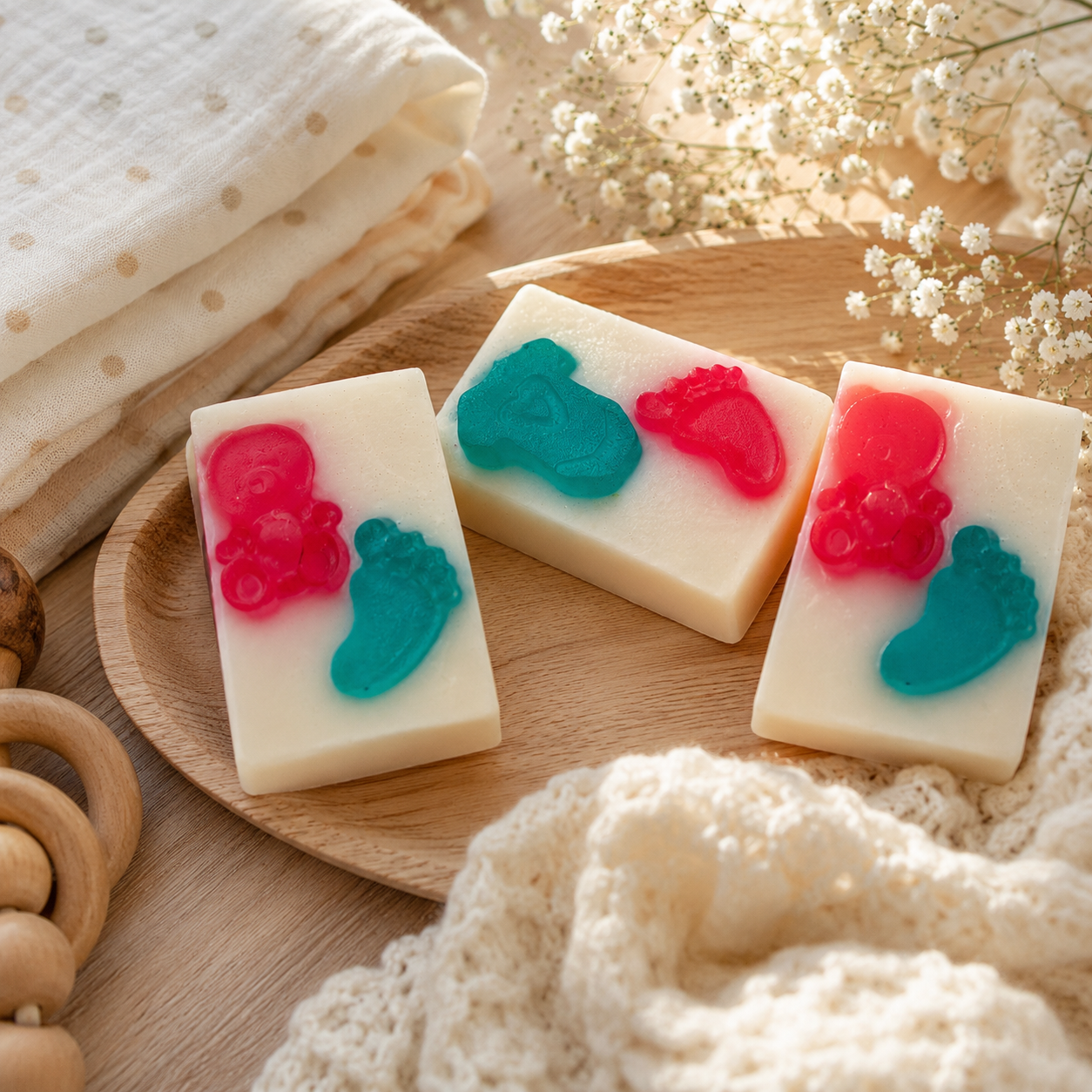 Baby Feet Soap Set of 2 | Handmade Baby-Themed Decorative Bath Soap