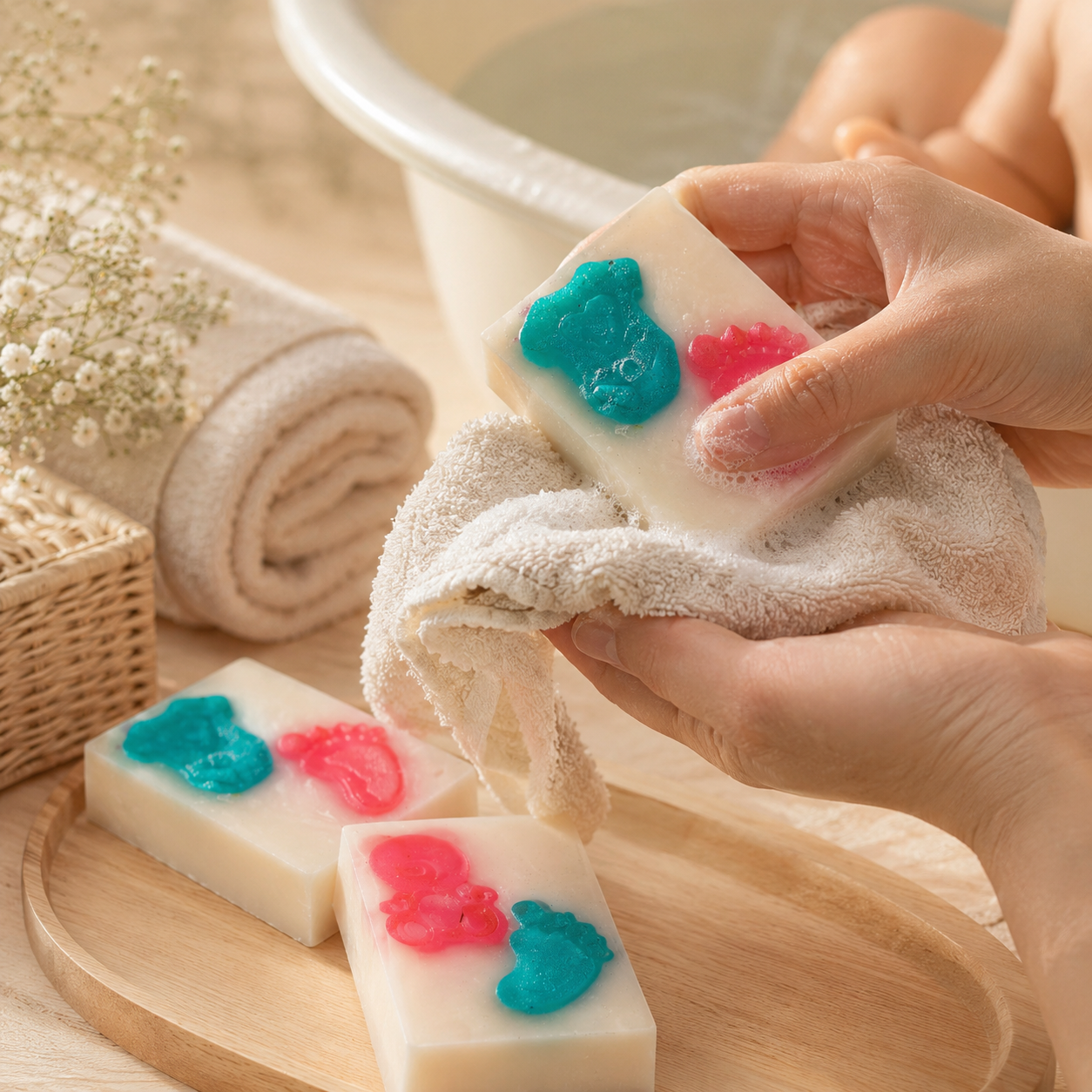 Baby Feet Soap Set of 2 | Handmade Baby-Themed Decorative Bath Soap