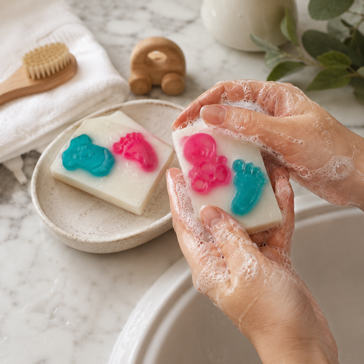 Baby Feet Soap Set of 2 | Handmade Baby-Themed Decorative Bath Soap