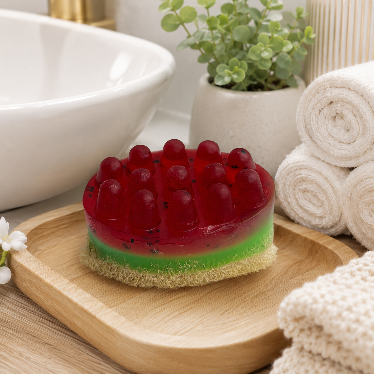 Watermelon Loofah Massage Soap | Exfoliating Handmade Bath Soap