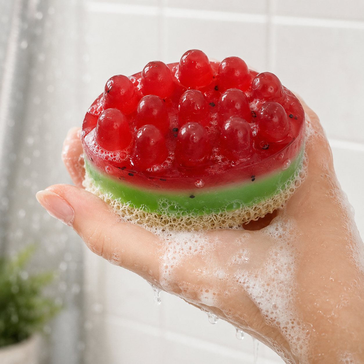 Watermelon Loofah Massage Soap | Exfoliating Handmade Bath Soap