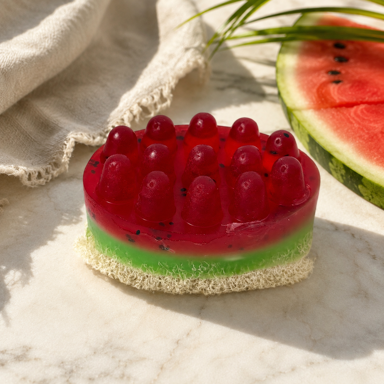 Watermelon Loofah Massage Soap | Exfoliating Handmade Bath Soap