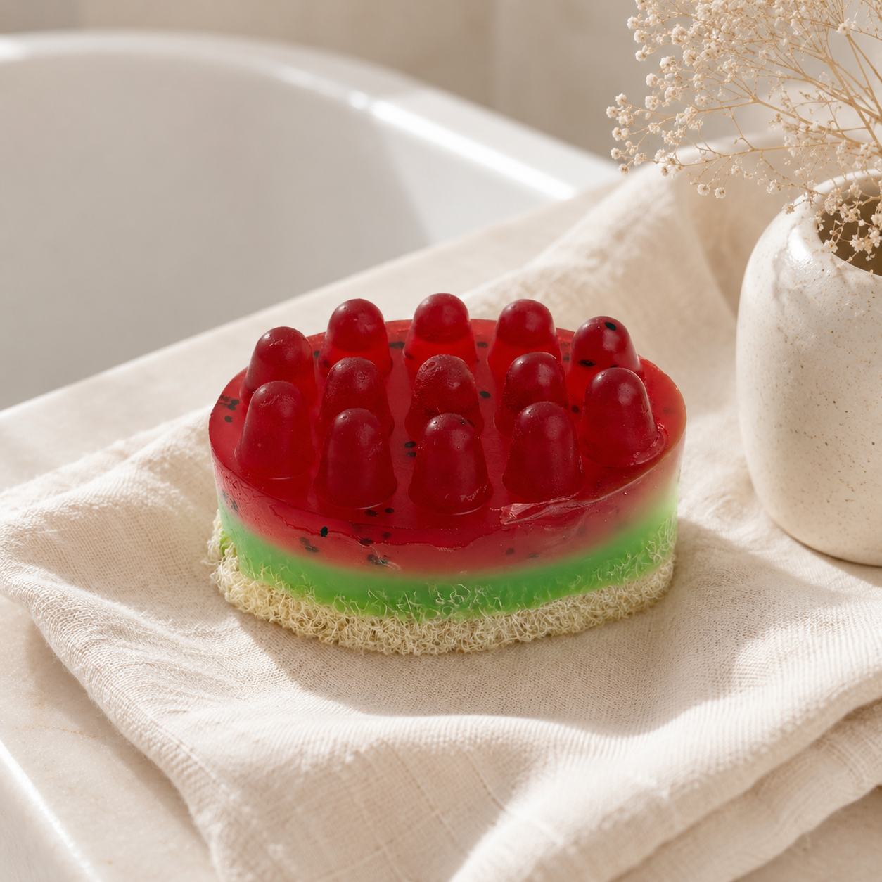 Watermelon Loofah Massage Soap | Exfoliating Handmade Bath Soap