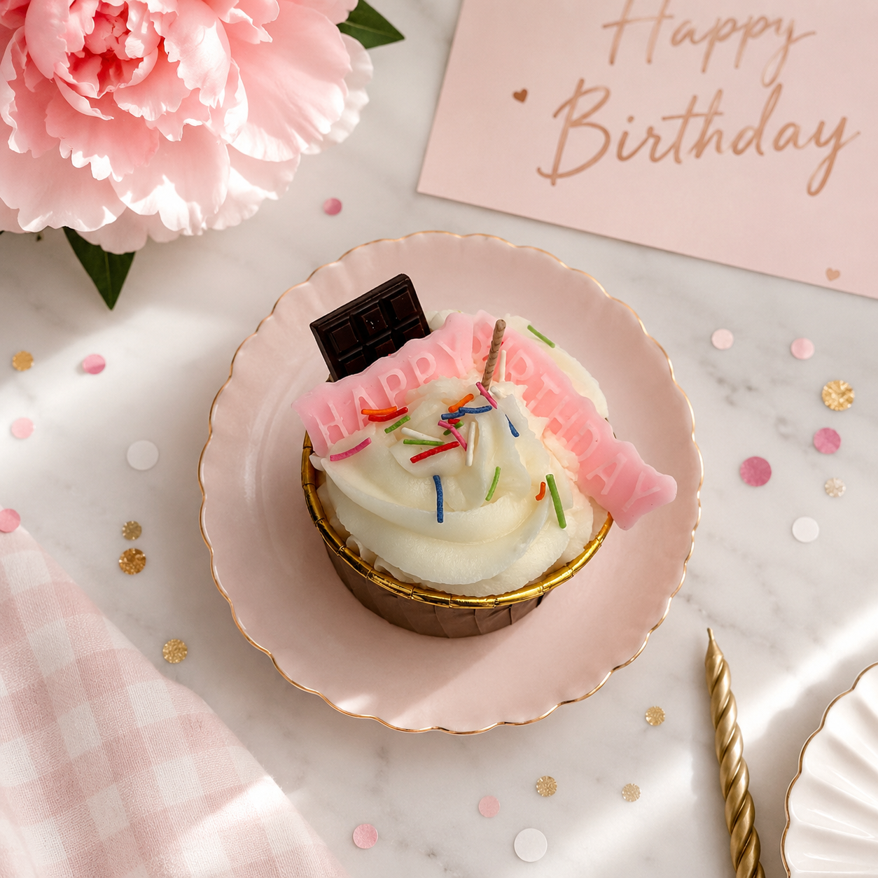 Happy Birthday Cupcake Candle | Decorative Birthday Gift Candle